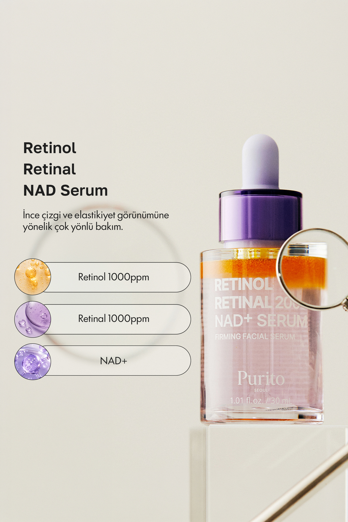 Purito Retinol 0.1% + Retinal 0.1% Anti-Aging Facial Serum | for Wrinkles, Fine Lines - Görsel 3