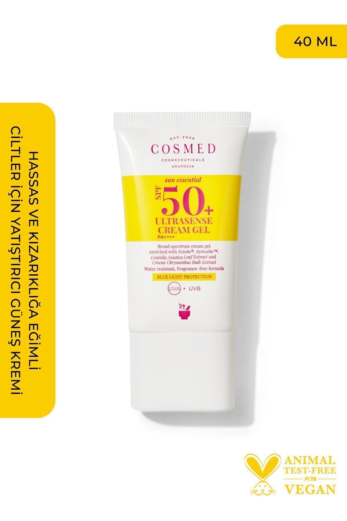 COSMED Hassas ve Kızarıklığa Eğilimli Ciltler için SPF50+ Yatıştırıcı Güneş Kremi/ULTRASENSE CREAM GEL