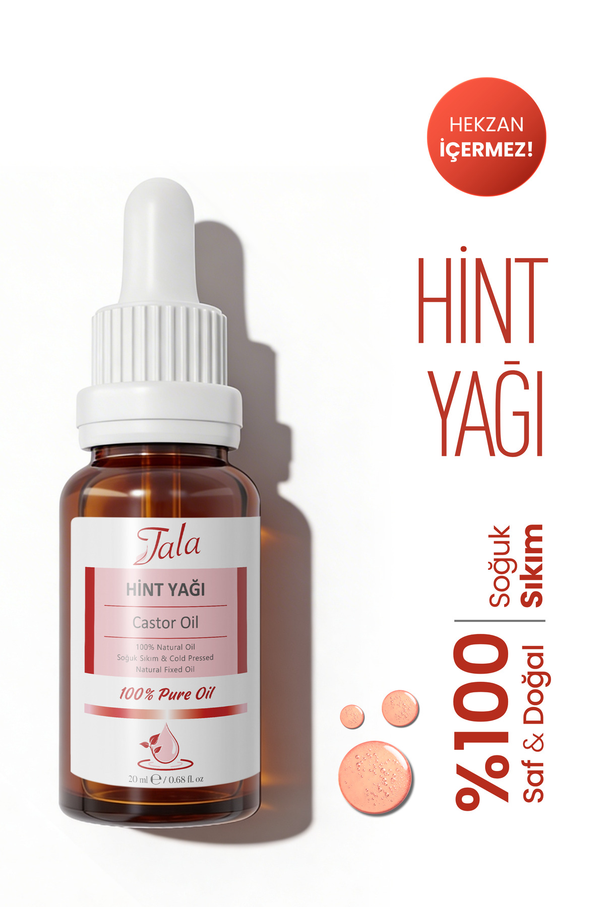 Tala Hint Yağı Castor Oil %100 Saf ve Doğal Soğuk Sıkım 20 Ml