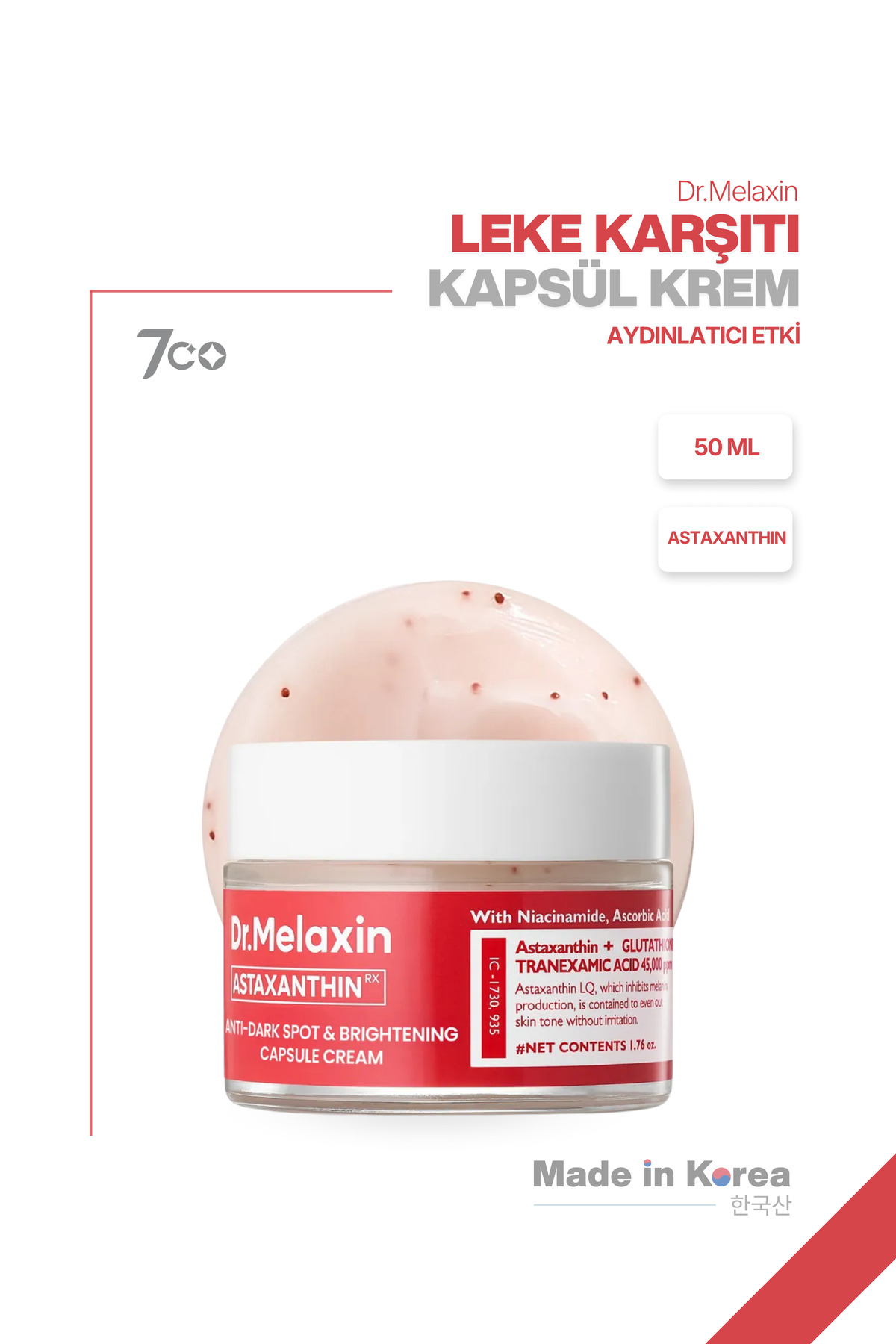 Dr.Melaxin Leke Karşıtı Kapsül Krem – Astaxanthin Içerikli, Cilt Tonu Eşitleyici Aydınlatıcı Bakım 50ml