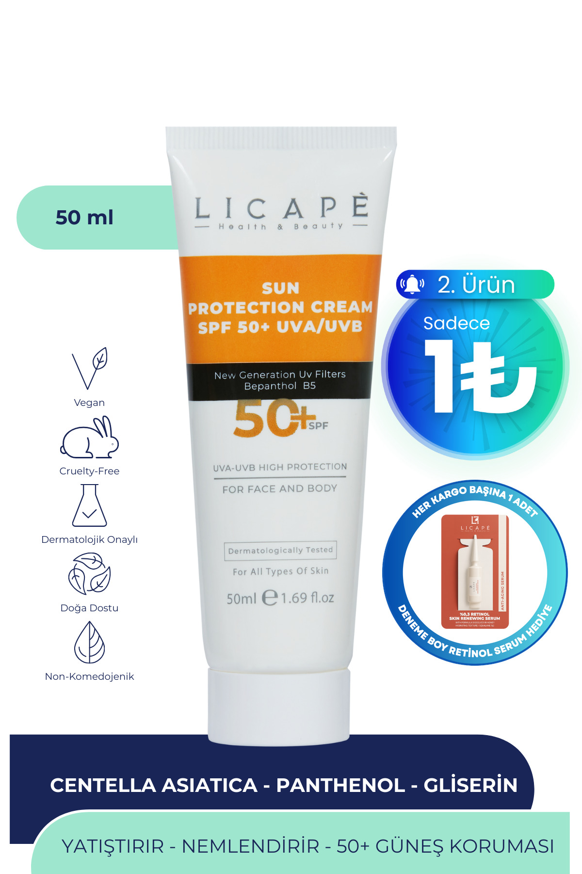 Licape Çok Yönlü Yüksek Korumalı Spf +50 Faktör Uva - Uvb Güneş Kremi 50 ml