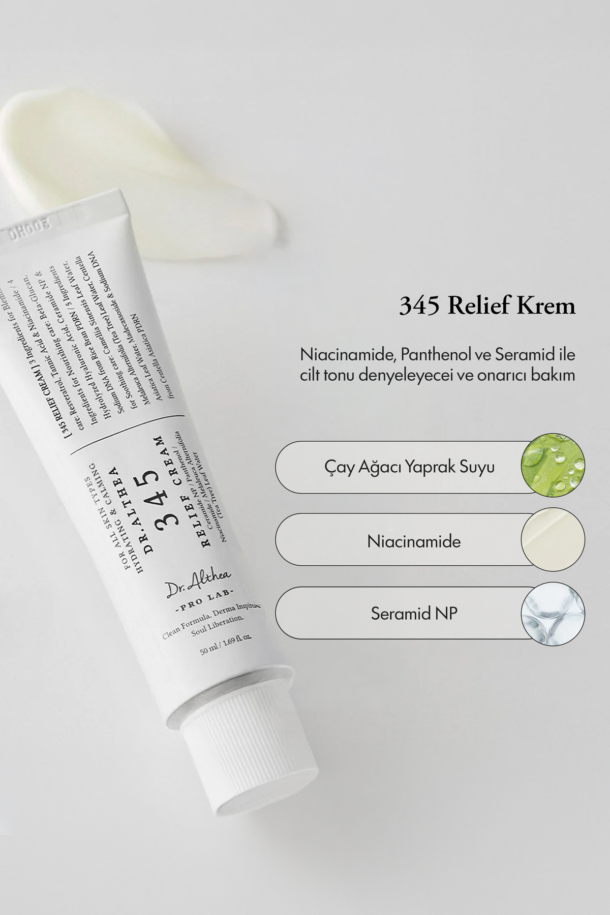 Dr.Althea 345 Relief Cream | Akne Karşıtı Niacinamide Resveratrol Centella Yatıştırıcı Nemlendirici Krem 50 ml - Görsel 3