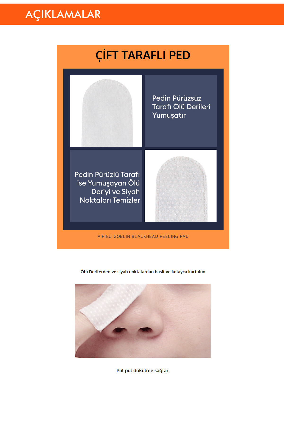 Missha Siyah Nokta Temizleyici Çift Taraflı Peeling Pad A'pıeu Goblin Blackhead Peeling Pad - Görsel 3