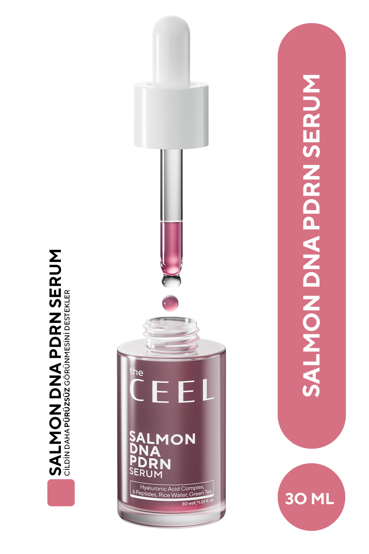 The Ceel Somon DNA PDRN Yüz Serumu – Pirinç Suyu, Hyaluronik Asit ve Peptit Kompleks 30 ML
