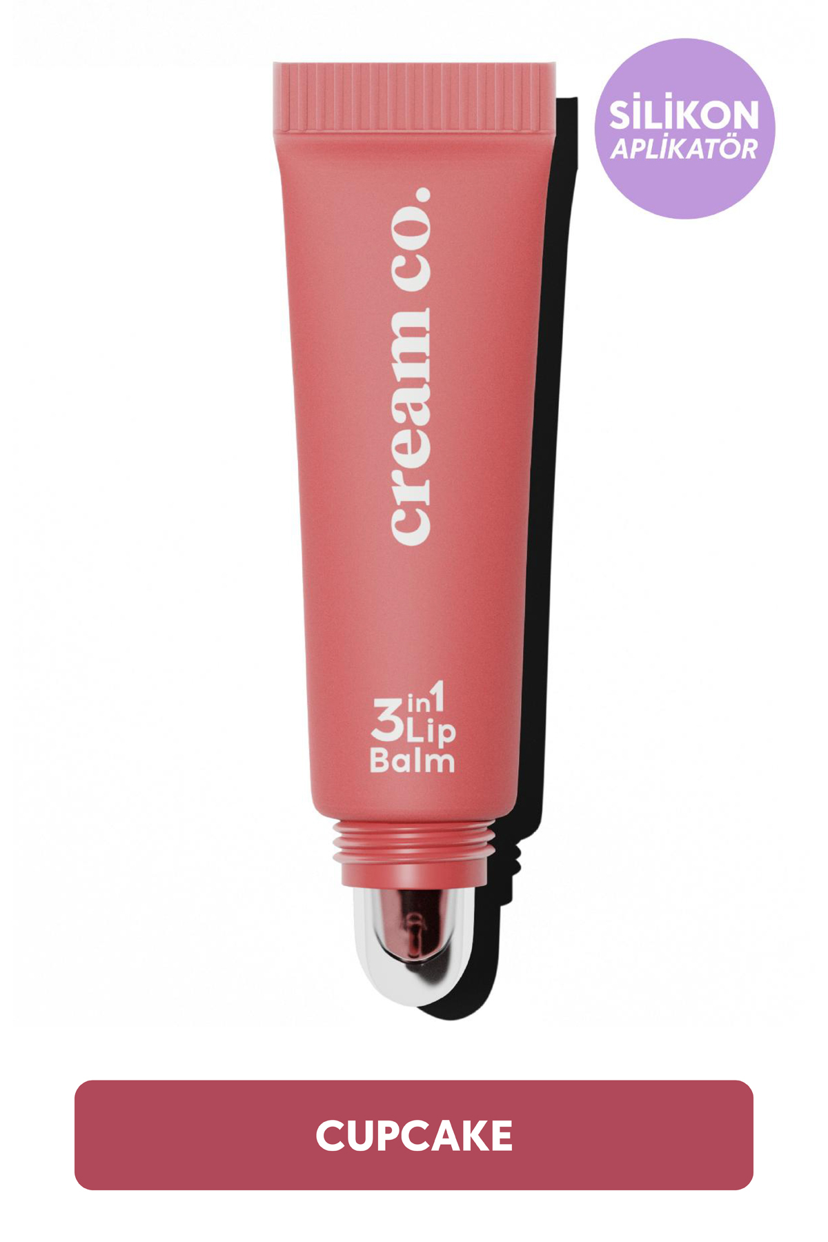 Cream Co. Nemlendirici Parlatıcı 3in1 Lip Balm | Dudak Bakım | Cupcake Rose Gülkurusu Hyaluronik Asit Seramid