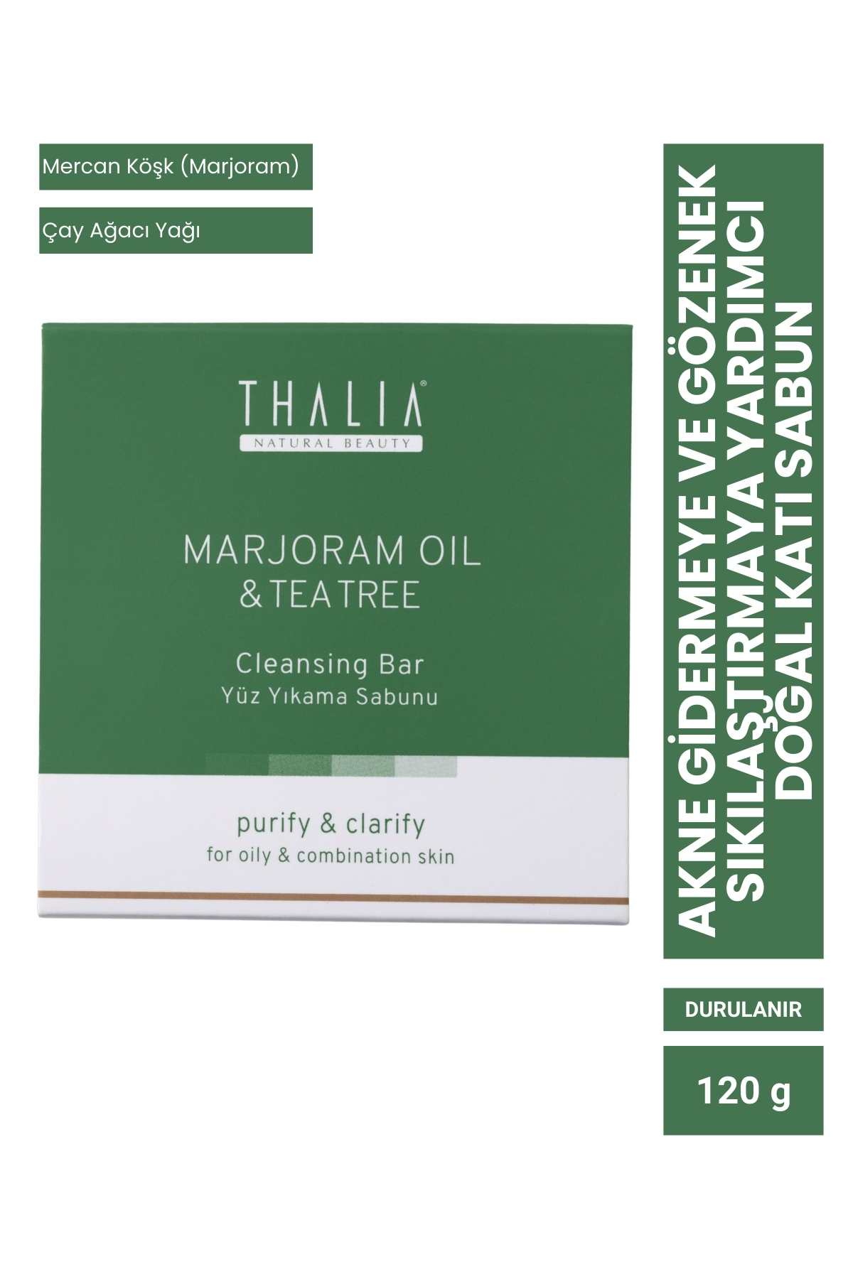 Thalia Akne Gidermeye & Gözenek Sıkılaştırmaya Yardımcı Marjoram Doğal Katı Sabun 120 gr - Görsel 3
