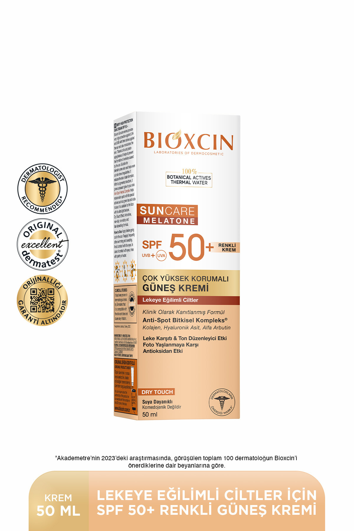 Bioxcin Sun Care Lekeye Eğilimli Ciltler Renkli Spf 50 Güneş Kremi 50 ml Tinted Arbutin, Kolajen, Hy