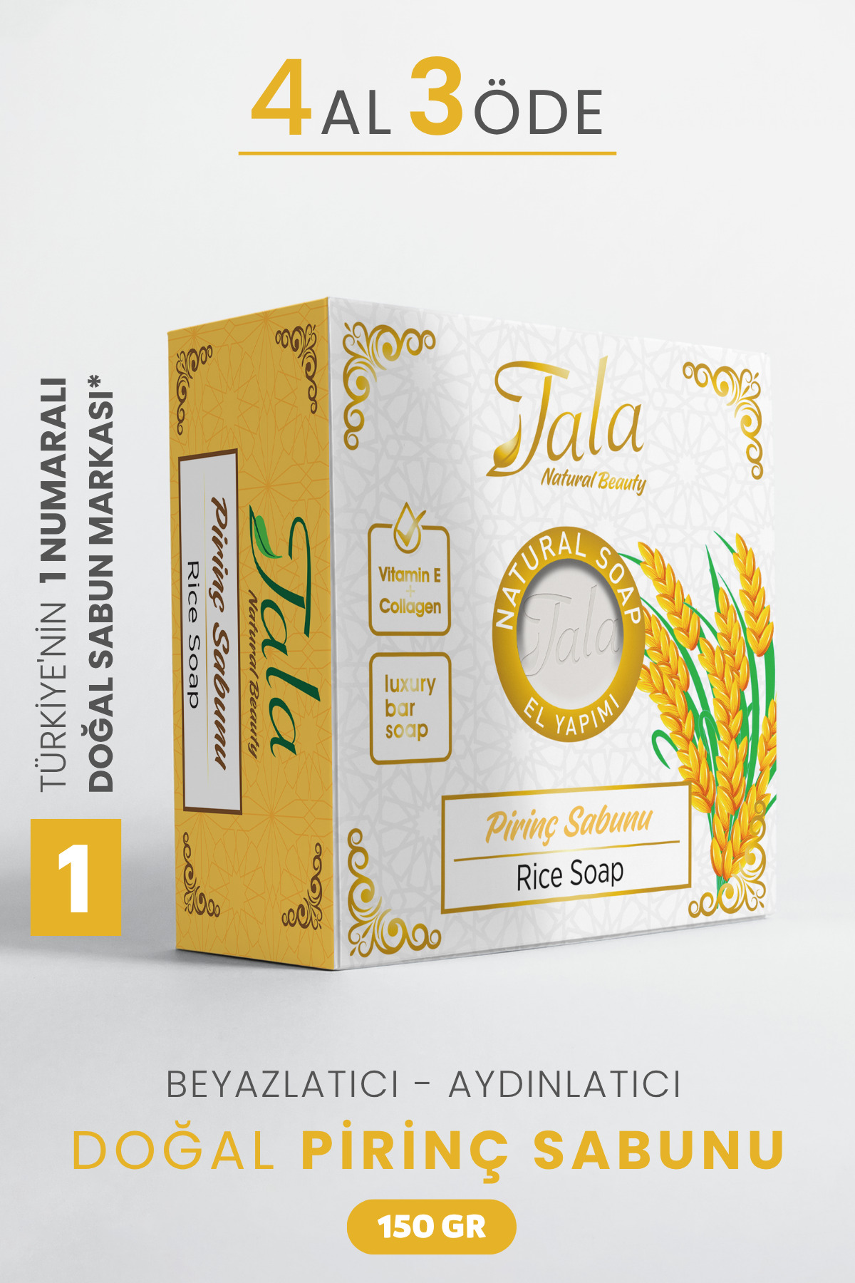Tala Pirinç Sabunu Doğal Cilt Beyazlatıcı Aydınlatıcı 150 Gr