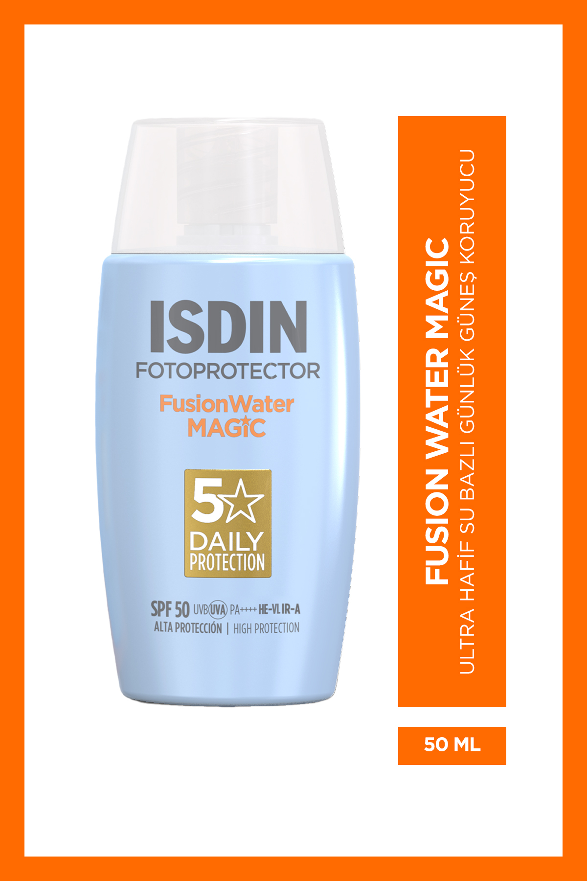 ISDIN Fotoprotector Fusion Water Magic Spf50 50 ml Su Bazlı Ve Iz Bırakmayan Yüz Güneş Kremi