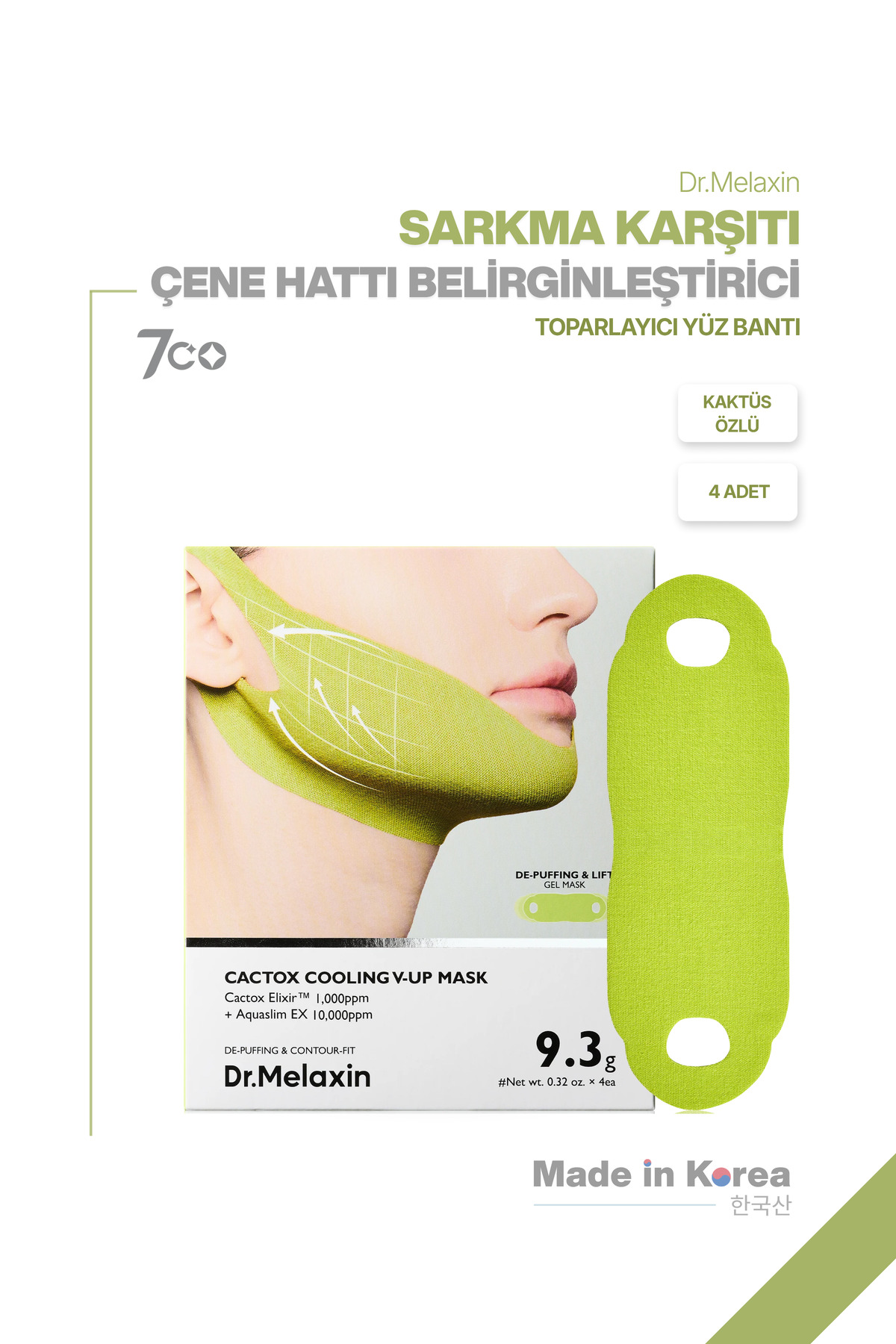 Dr.Melaxin Cactox Yüz Şekillendirici | Gıdı Toparlayıcı | Yüz Germe | Çene Toparlayıcı Bakım Bandı 4 ADET