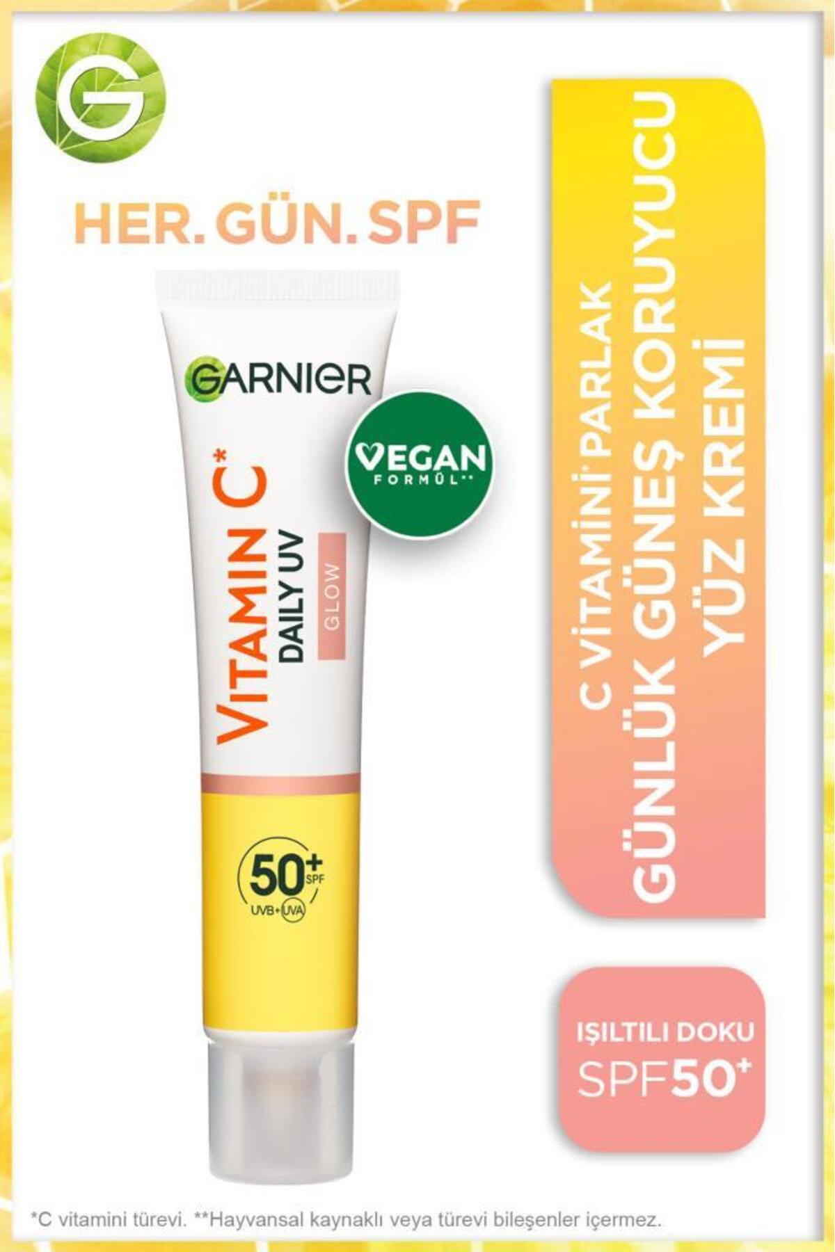 Garnier C Vitamini Parlak Günlük Güneş Koruyucu Fluid Yüz Kremi Işıltılı Doku SPF50+ 40ml