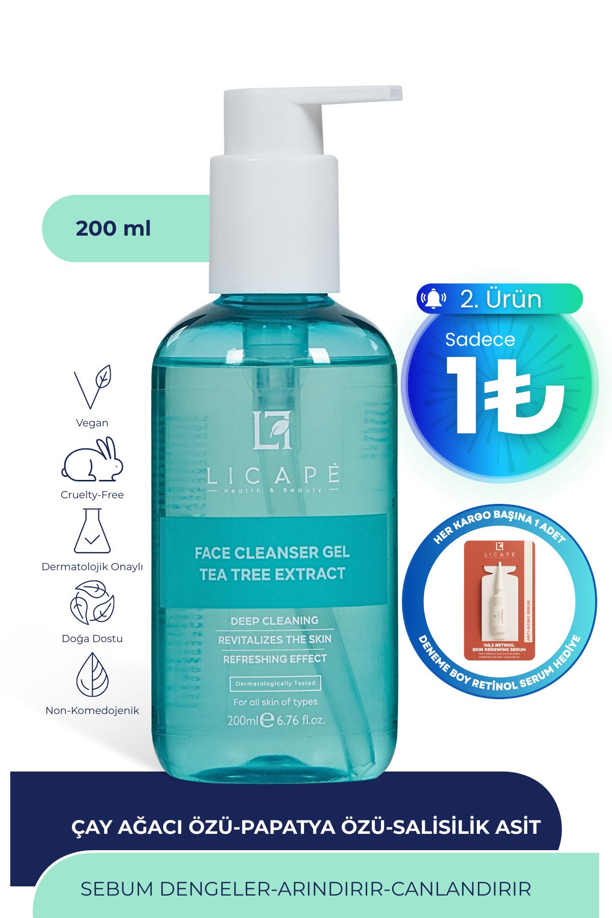 Licape Çay Ağacı Özlü Yüz Temizleme Jeli 200 ml