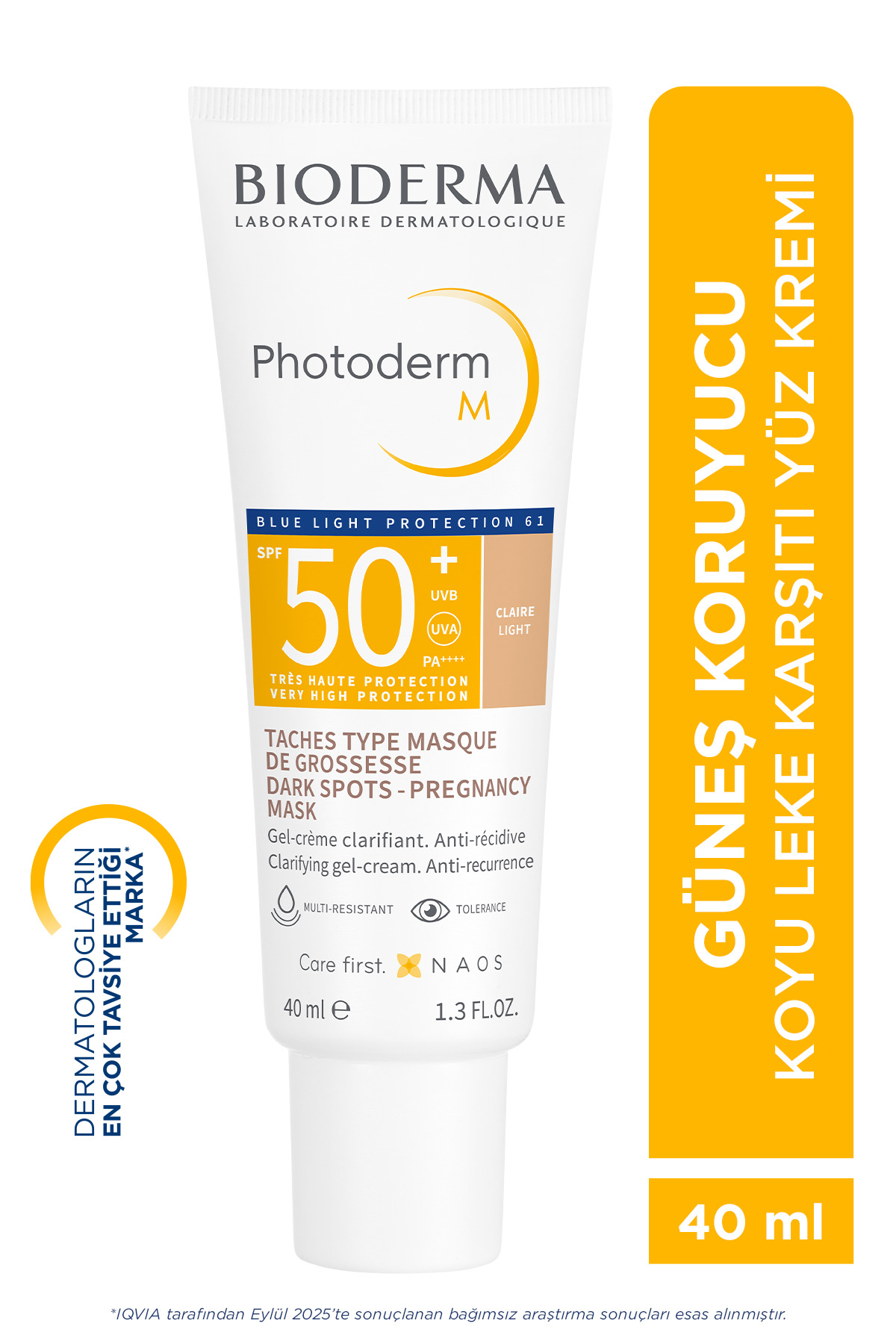 Bioderma Photoderm M SPF50+ Kapatıcı Etkili Leke Karşıtı Çok Yüksek Korumalı Renkli Güneş Kremi Light 40 ML