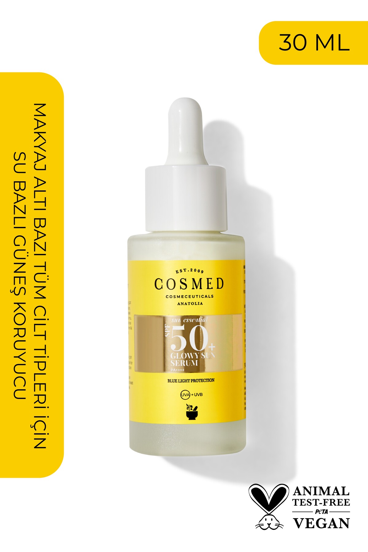 COSMED Güneş Koruyucu SPF50 Sun Serum-Makyaj Altı/SUN ESSENTIALS SPF50+ GLOWY SUN SERUM