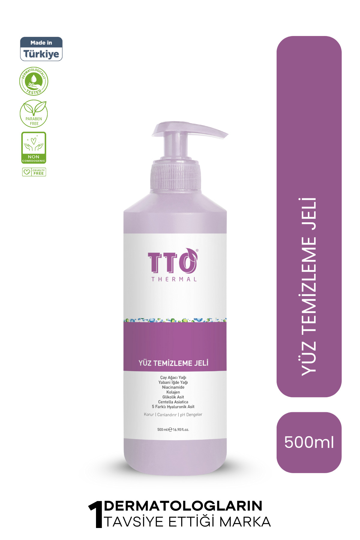 TTO Yüz Temizleme Jeli 500 ml Normal Akneli Rozalı Ciltler İçin Arındırıcı