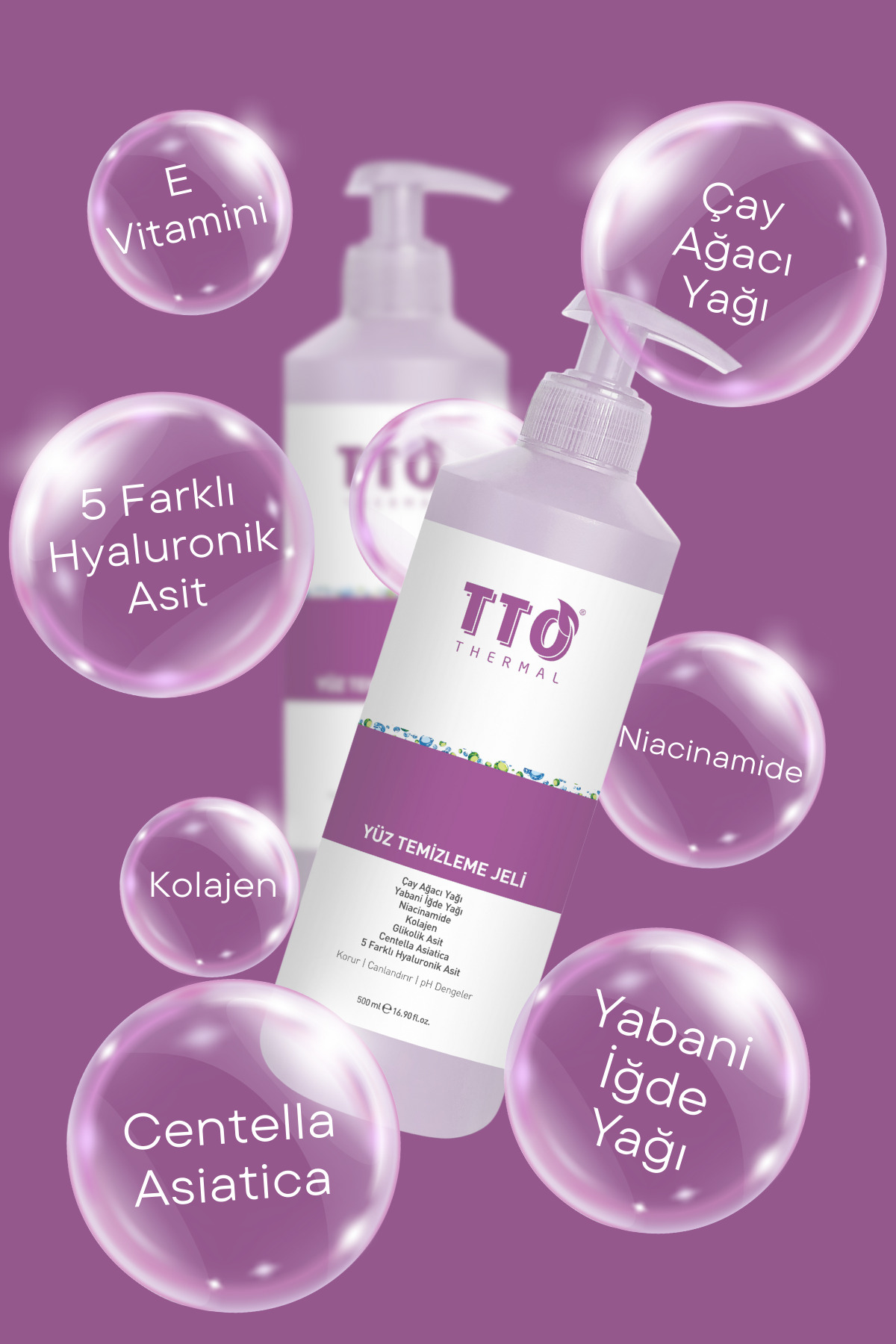 TTO Yüz Temizleme Jeli 500 ml Normal Akneli Rozalı Ciltler İçin Arındırıcı - Görsel 3