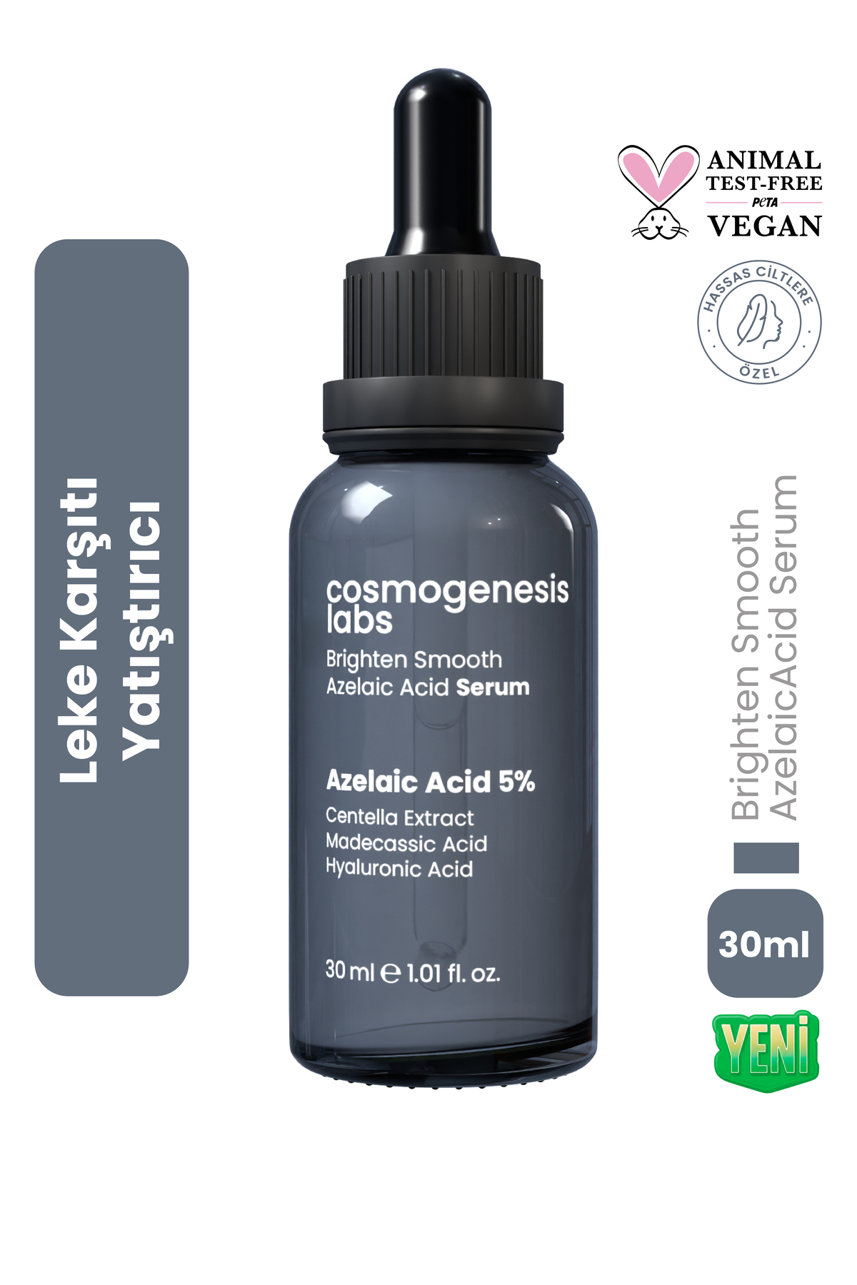 Cosmogenesis Labs Azelaik Asit Serum 30ml - Leke Karşıtı, Yatıştırıcı, Pürüzsüzleştirici Vegan (%5 Azelaic Acid)