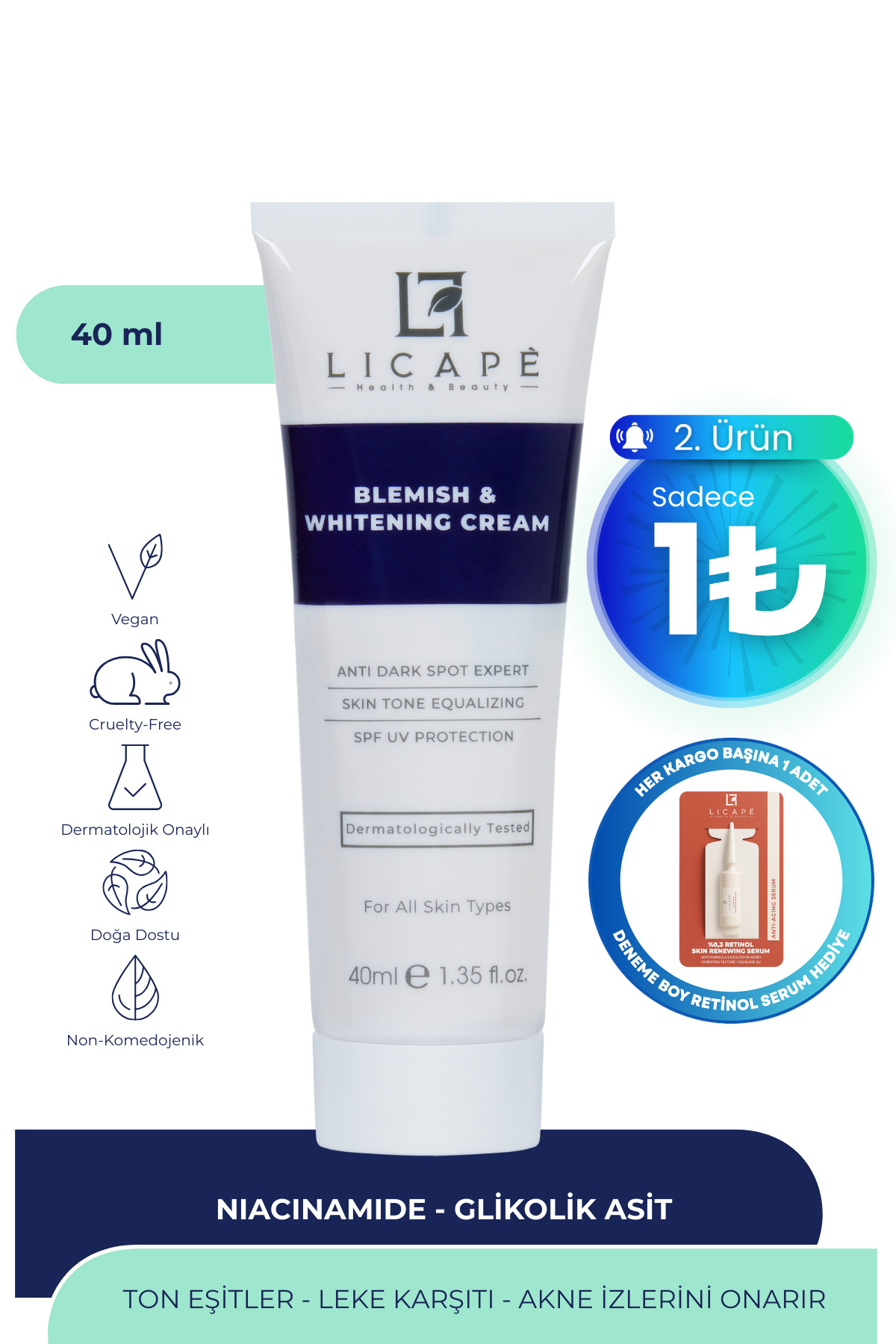 Licape Leke Kremi Ve Cilt Beyazlatıcı Krem 40ml