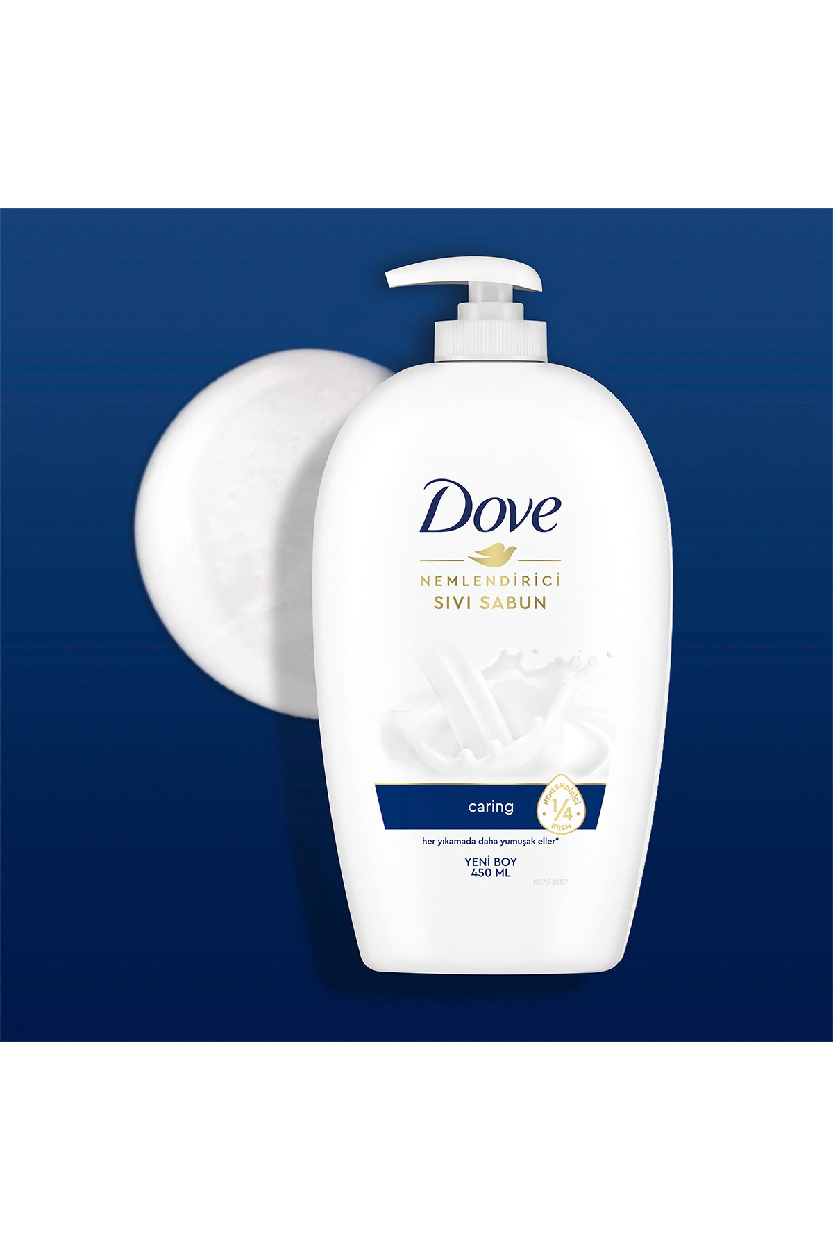 Dove Nemlendirici Sıvı Sabun Caring 1/4 Nemlendirici Krem Etkili 450 ml x3 Adet - Görsel 3