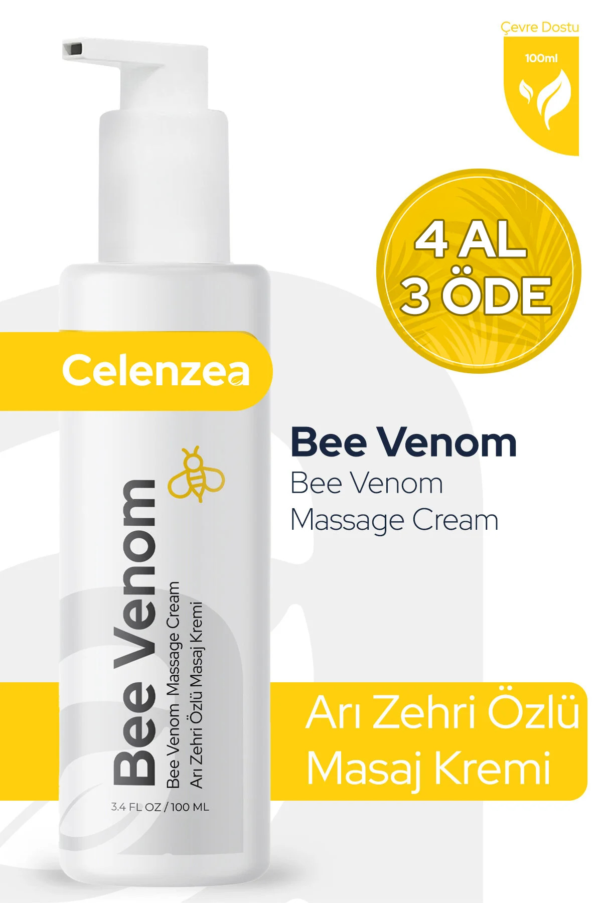 Celenzea Arı Zehri Kremi Yorgunluğa Karşı Destekleyici, Kas ve Eklem Bakımı İçin Etkili Doğal Bee Venom 100ml