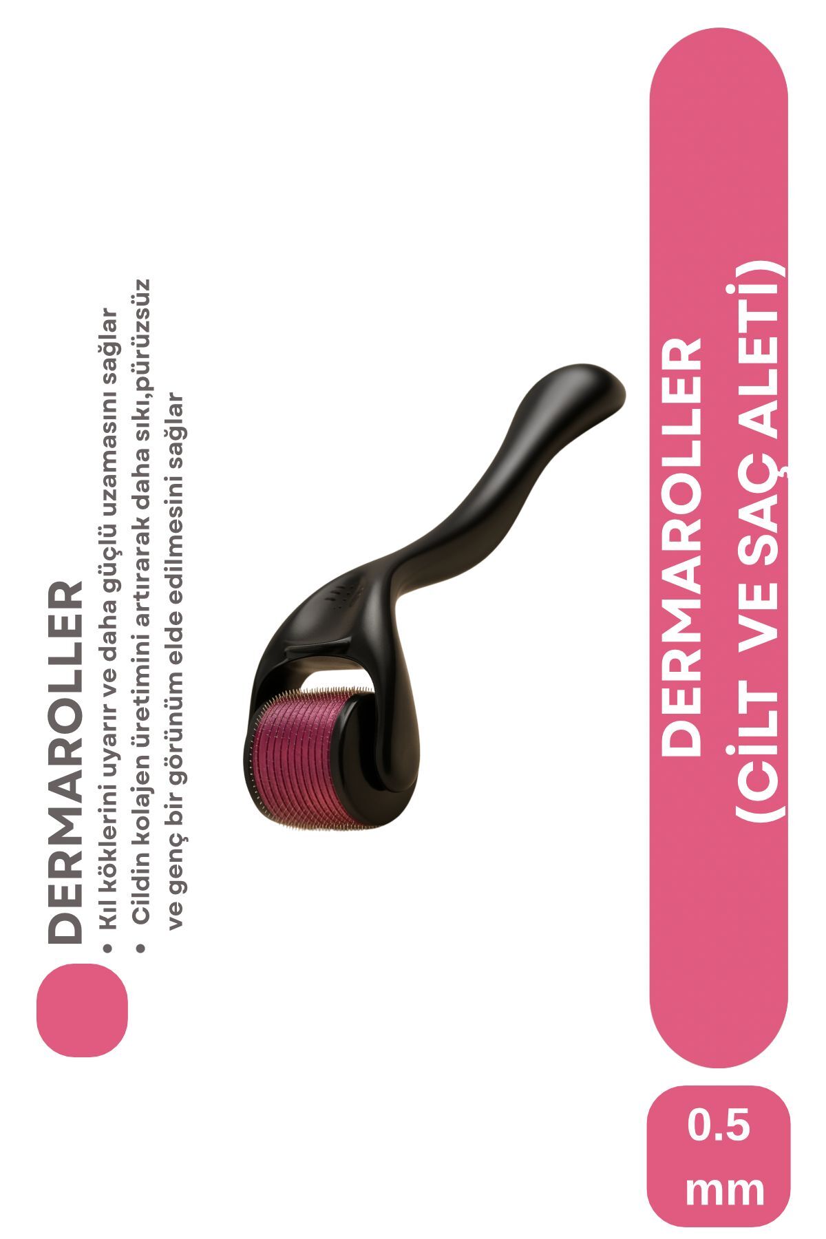 Genel Markalar 1 Adet Titanyum Uçlu 540 Iğneli Derma Roller 0.5 Mm Iğne M 0009 Saç Kaş Serum Kullanımına Uygun