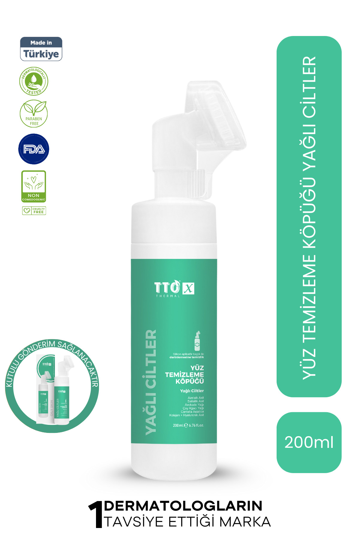 TTO X Yağlı Ciltler İçin Aplikatörlü Yüz Temizleme Köpüğü 200 ml Çay Ağacı Yağlı Arındırıcı Temizleyici