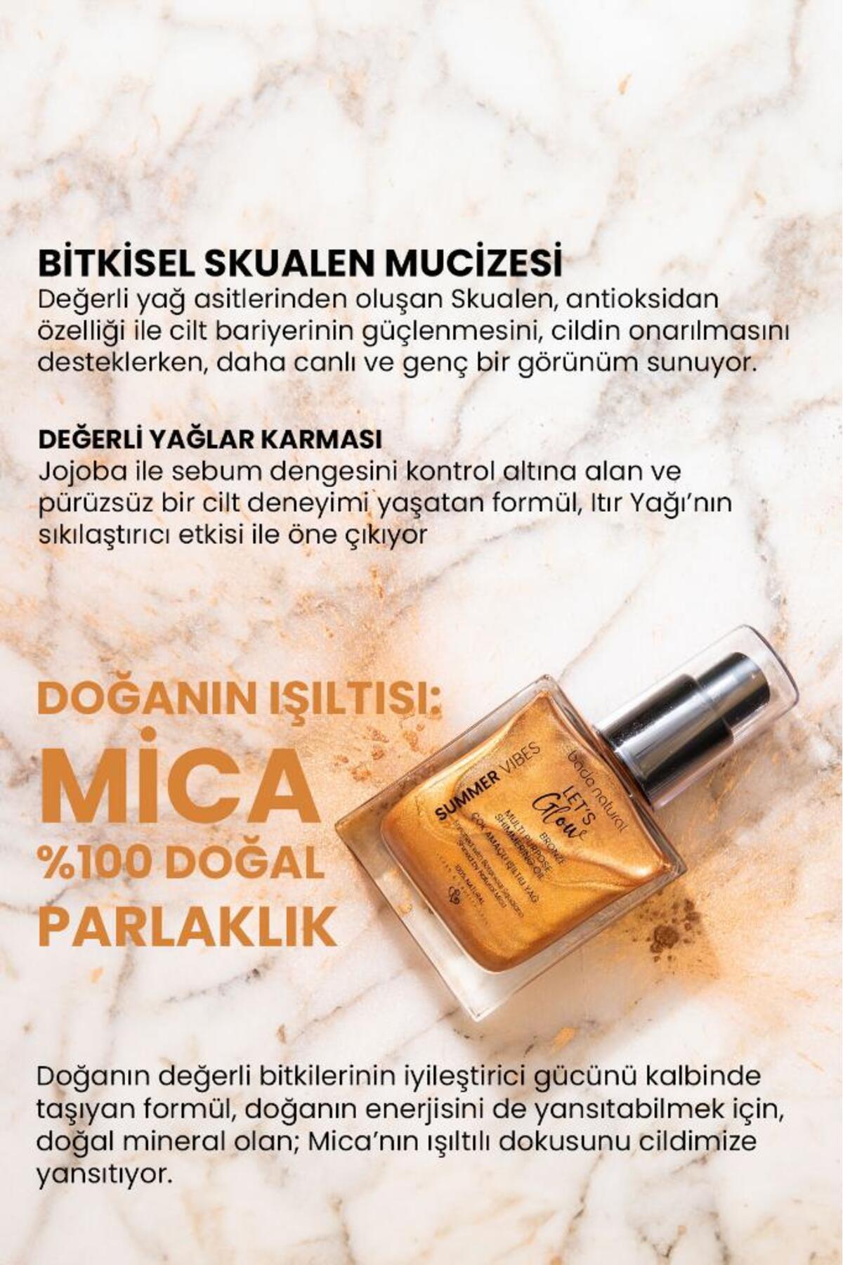 Bade Natural Nemlendirici ışıltılı Bronze Çok Amaçlı vücut Yağı 50 ml - Görsel 3