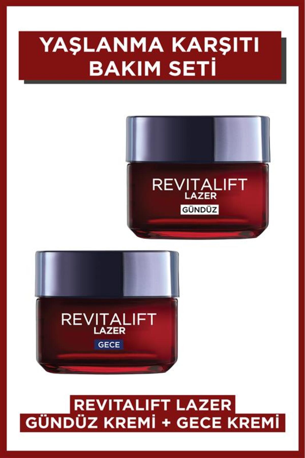 L'Oreal Paris Revitalift Lazer Yoğun Yaşlanma Karşıtı Nemlendirici Gündüz & Gece Yüz Bakım Kremi 50ml 2'li Set