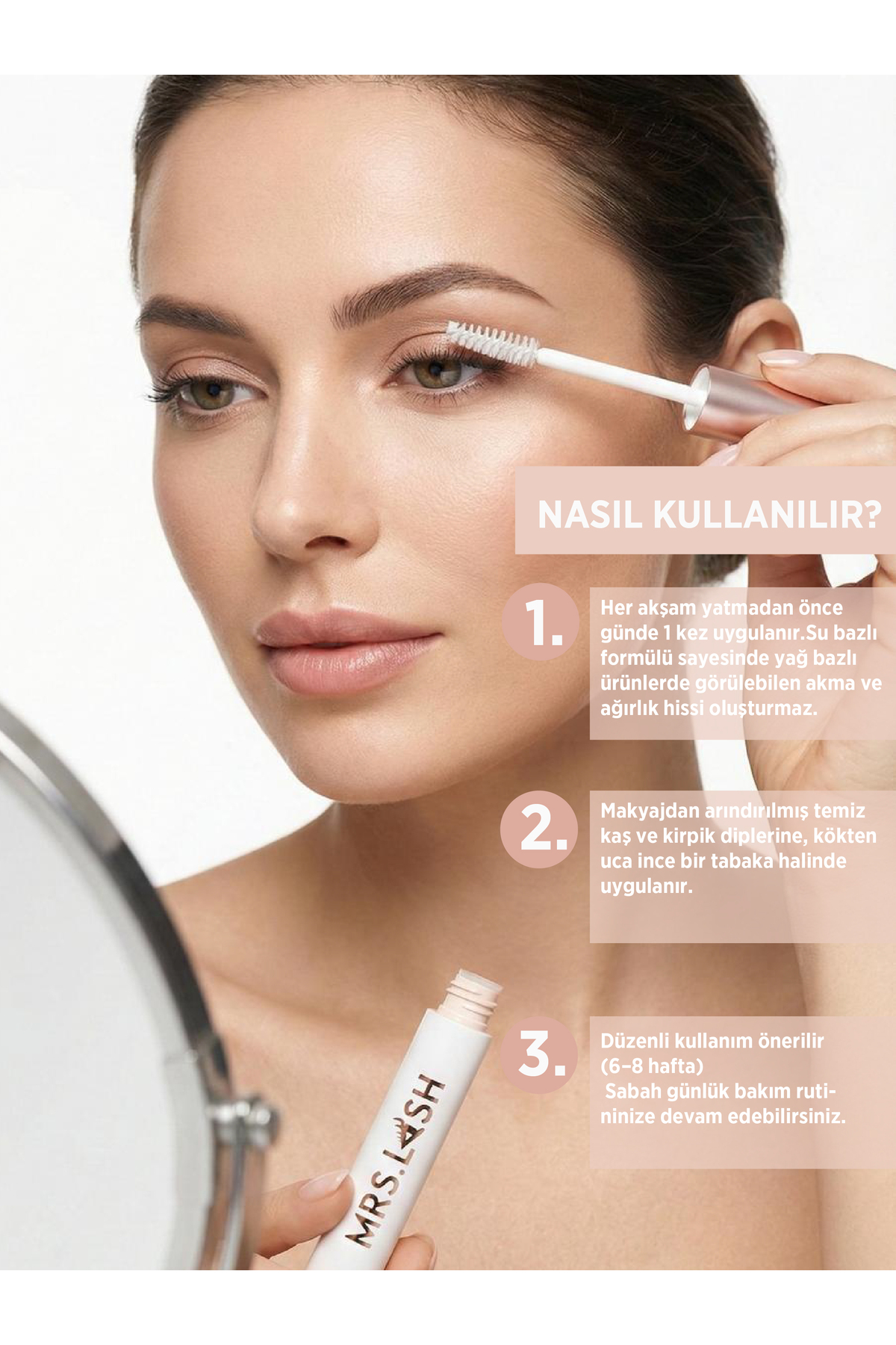 mrs.lash Kaş & Kirpik Su Bazlı Besleyici ve Uzatıcı Güçlendiren Bakım Serumu 8ml Özel Formül - Görsel 3