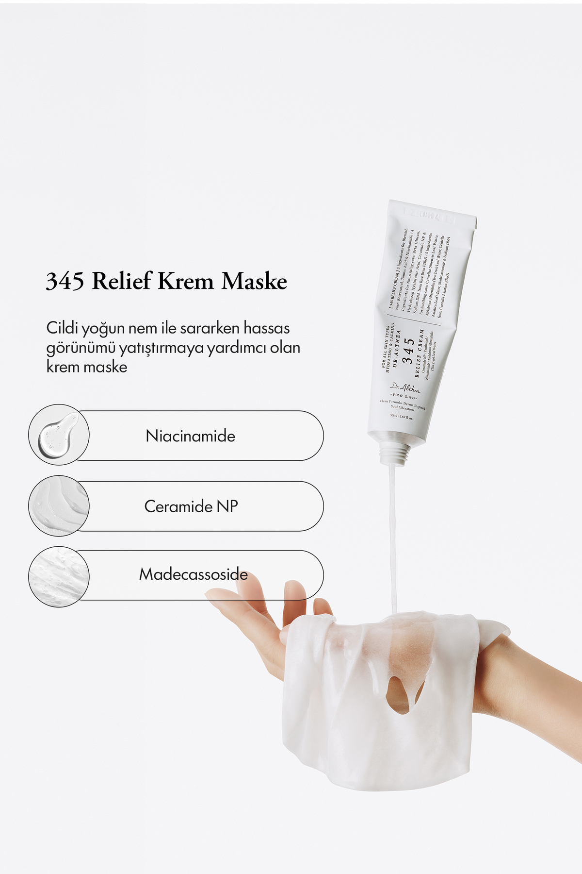 Dr.Althea 345 Relief Cream Mask 4'lü | Akne Sonrası Çay Ağacı Niacinamide Centella Yatıştırıcı Maske - Görsel 3