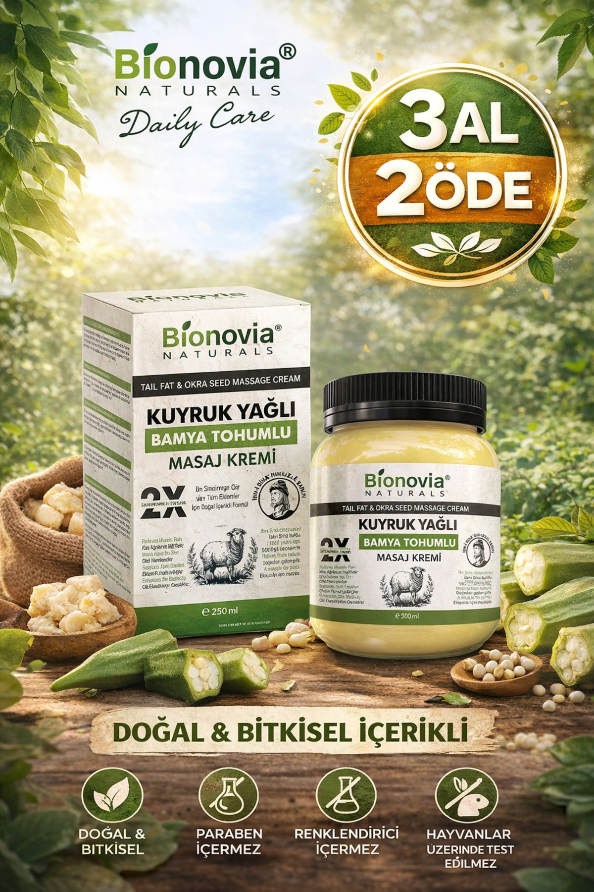 Bionovia Kuyruk Yağlı Ve Bamya Tohumlu Yağlı Masaj Kremi 300ml