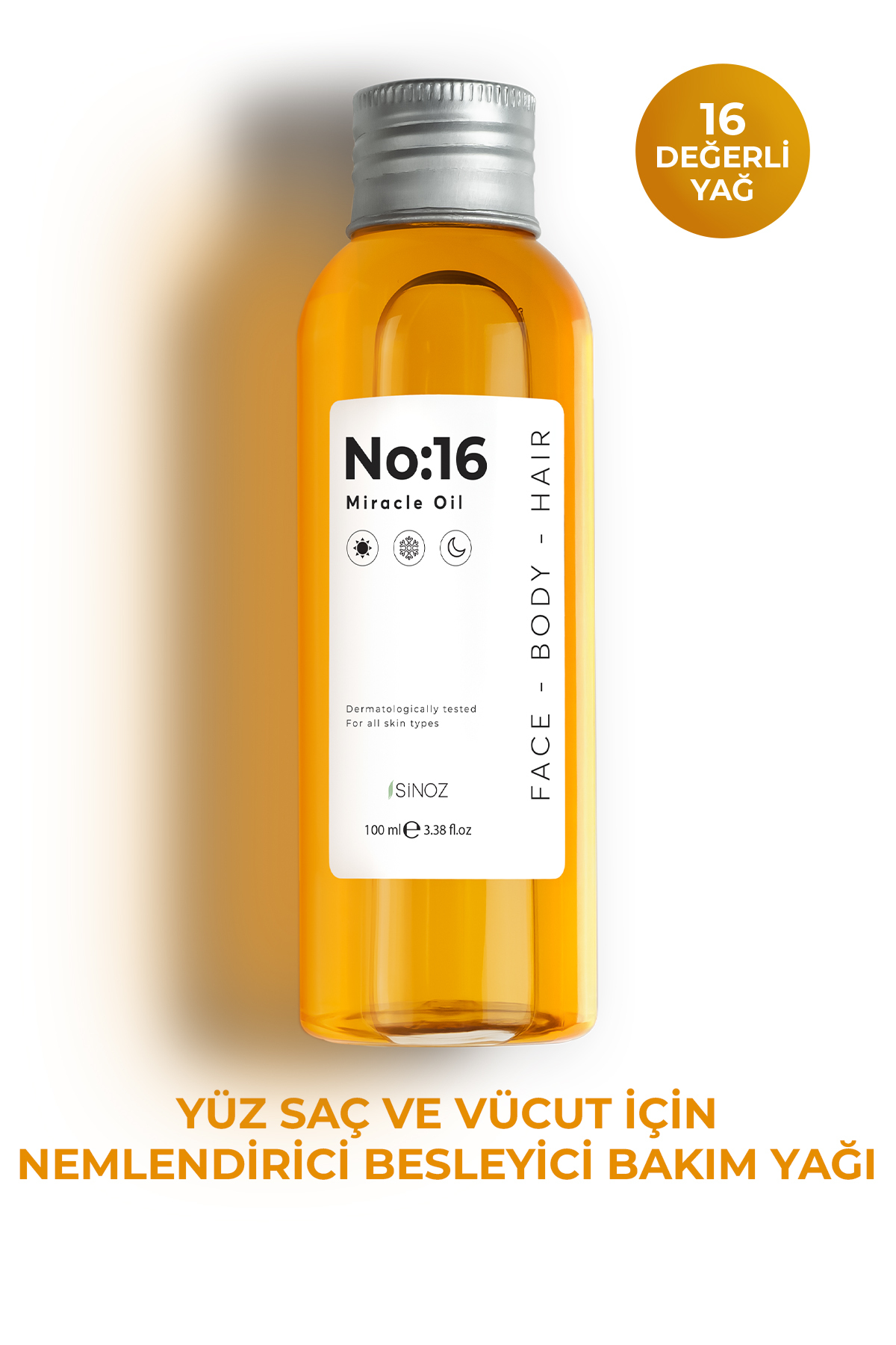 SİNOZ No:16 Nemlendirici Besleyici Yenileyici Işıltı Verici Mucizevi Onarıcı Bakım Yağı 100 ml
