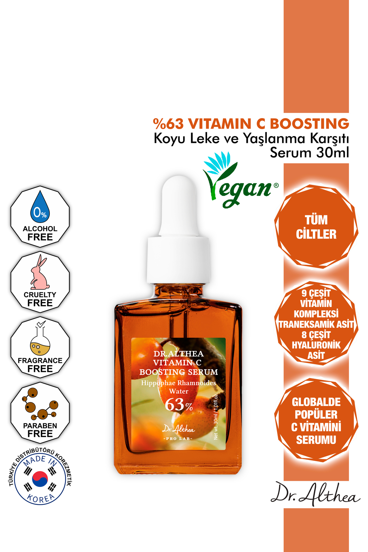Dr.Althea Vitamin C Boosting Serum | Leke Karşıtı Niacinamide Alpha Arbutin Tranexamic Acid Aydınlatıcı Serum 30 ml