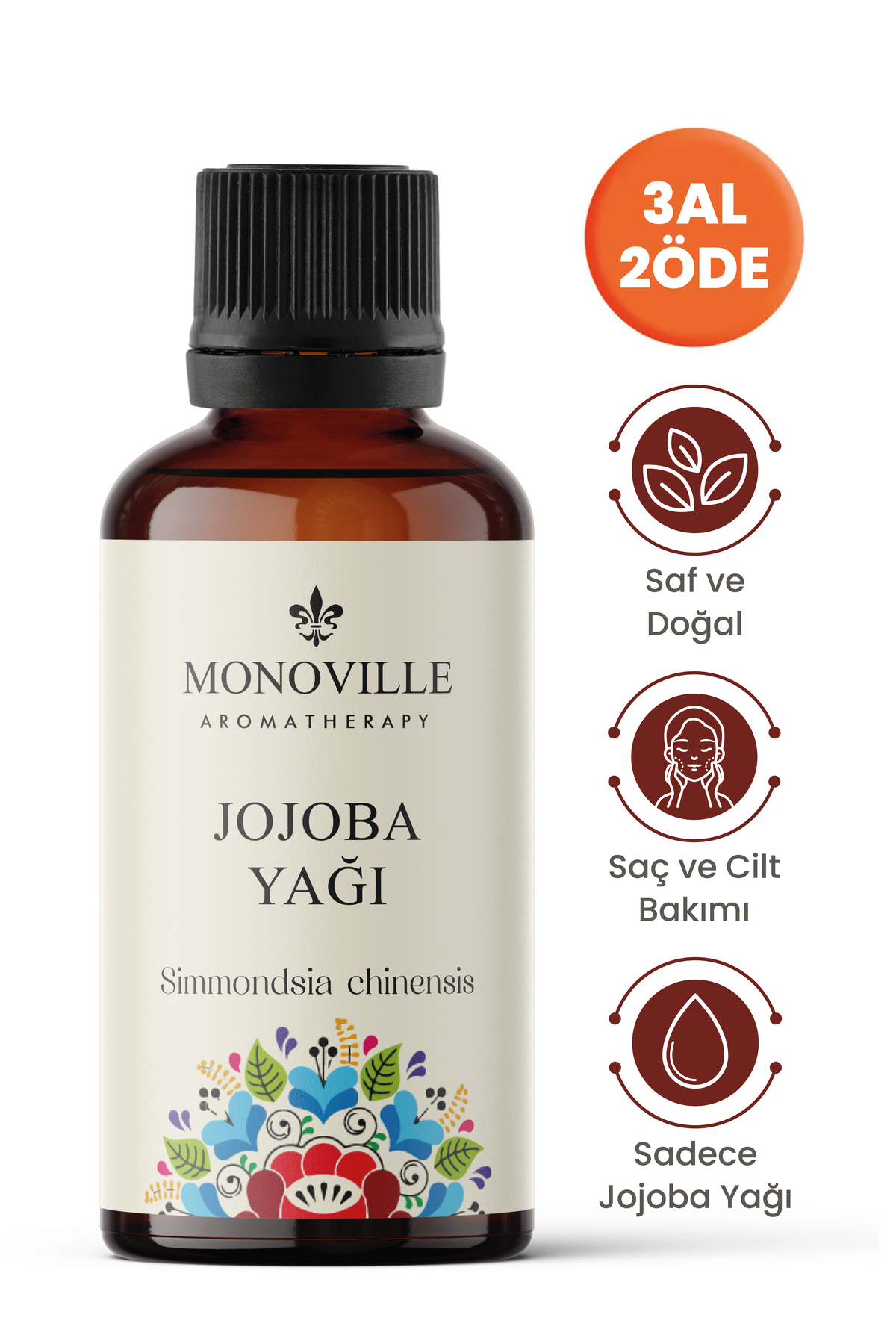 Monoville Jojoba Yağı 30 ml Soğuk Sıkım Saf ve Doğal (Jojoba Oil)