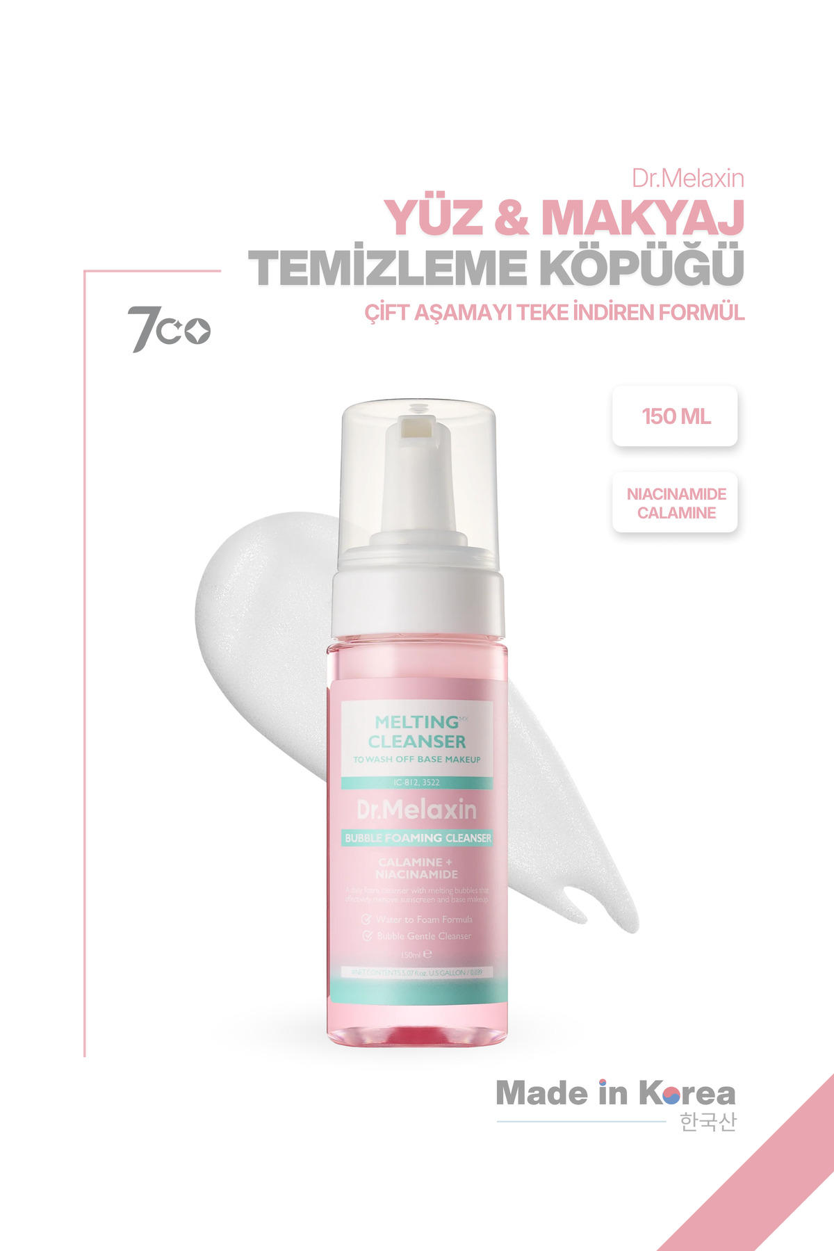 Dr.Melaxin Yüz & Makyaj Temizleme Köpüğü – Niacinamide & Calamine İçerikli | Siyah Nokta Karşıtı (2025 Ödüllü)