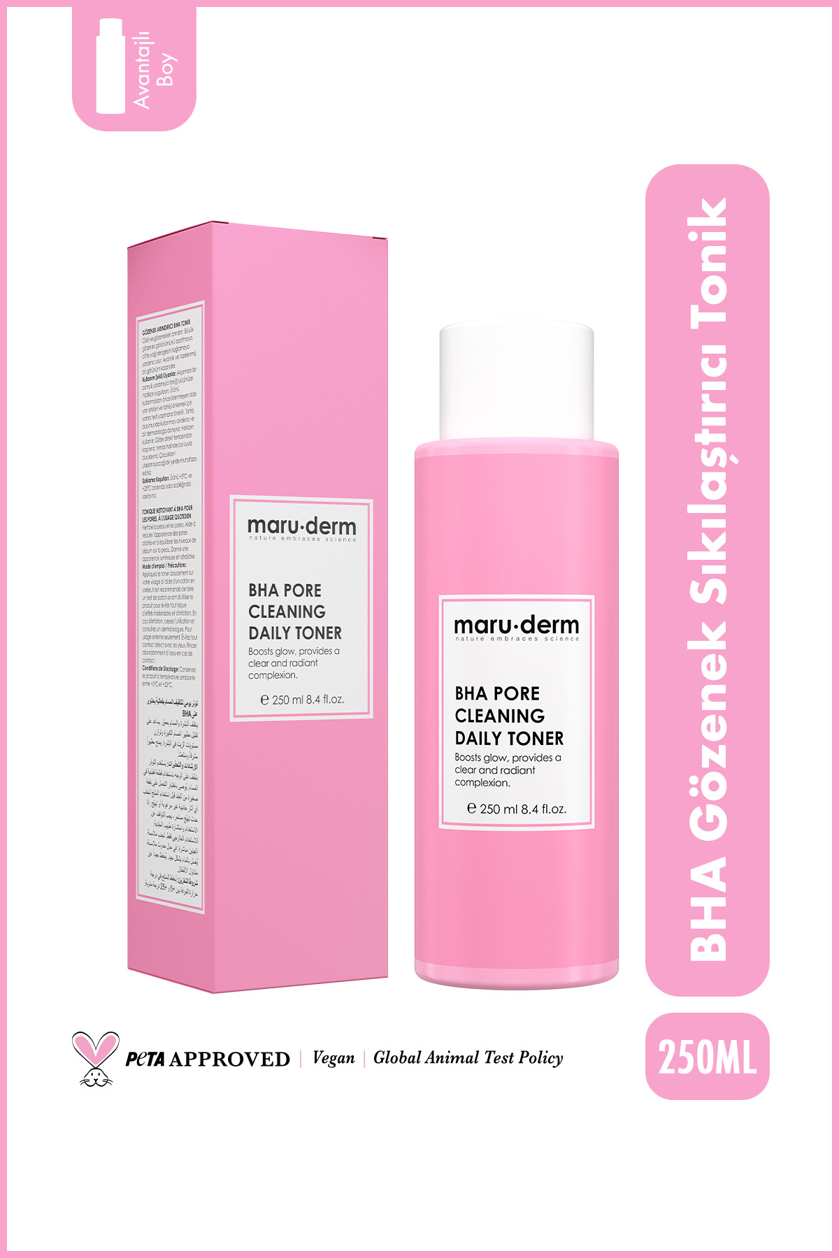 Maru.Derm Bha Tonik | Gözenek Sıkılaştırıcı, Siyah Nokta Karşıtı 250 ML
