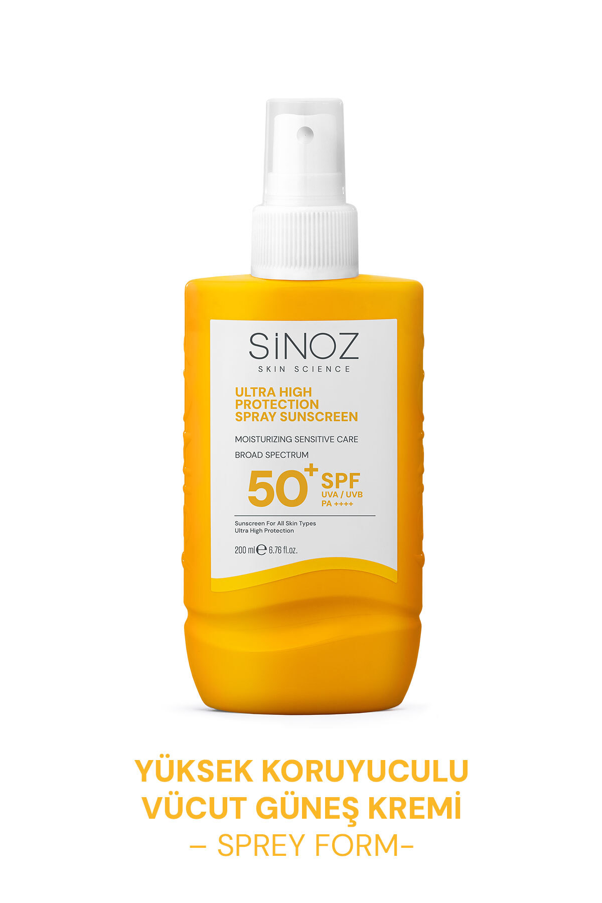 SİNOZ SPF50+ Ultra Yüksek Koruyucu Sprey Vücut Güneş Kremi - Nemlendirici Hassas Bakım 200 ml