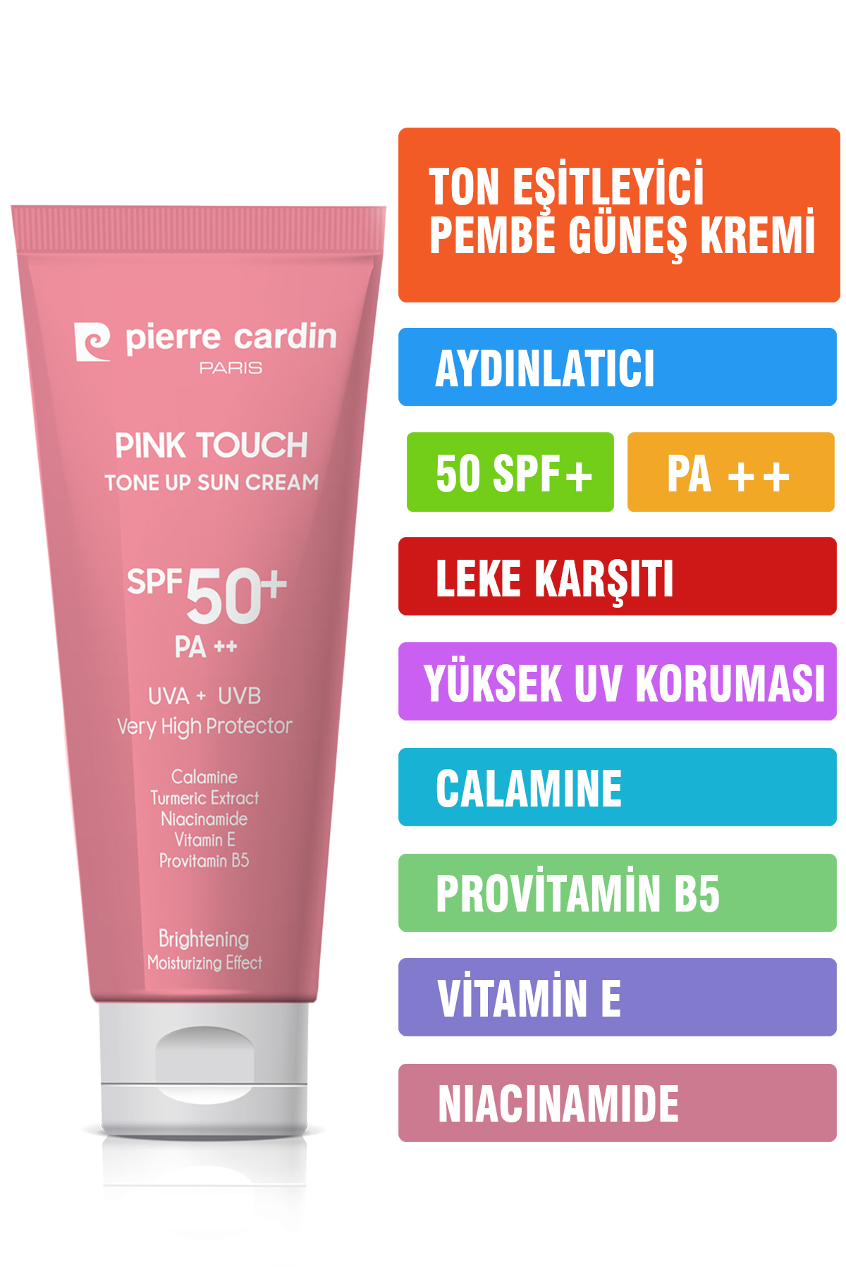 Pierre Cardin Ton Eşitleyici Aydınlatıcı Yüz Güneş Kremi Pink Touch Tone-Up SPF50+/PA++ – 50 ml
