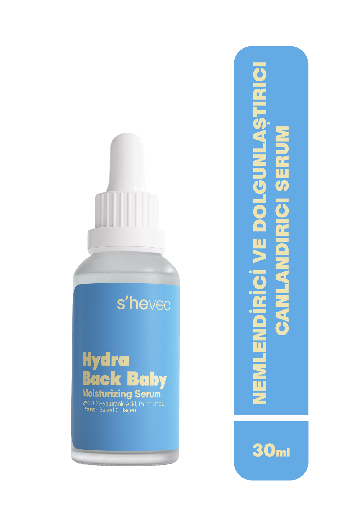 s'hevec Yoğun Nemlendirici, Dolgunlaştırıcı Hyaluronik Asit Vegan Serum 30 ml Hydra Back Baby