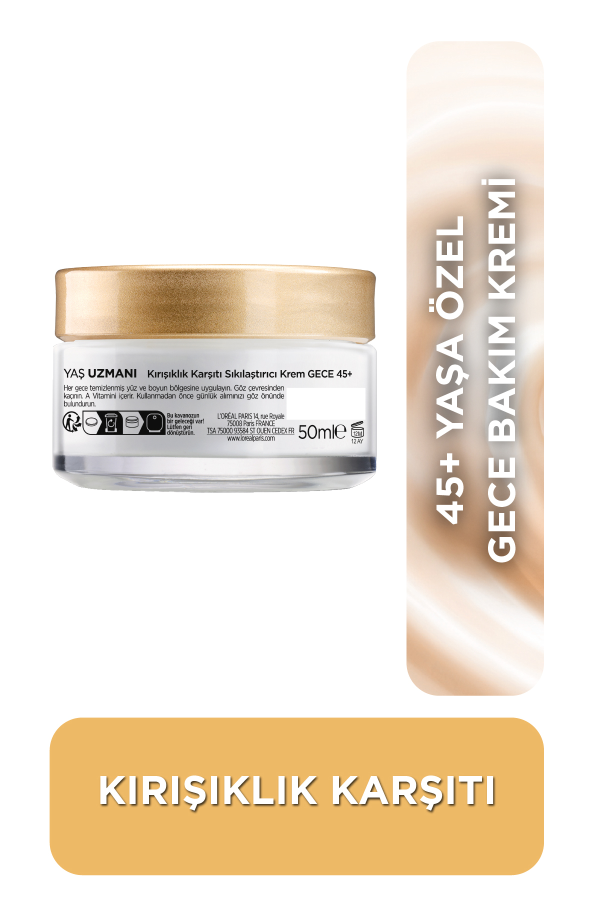 L'Oreal Paris Yaş Uzmanı 45+ Kırışıklık Karşıtı Sıkılaştırıcı Nemlendirici Gündüz & Gece Yüz Kremi 50ml 2’li Set - Görsel 3