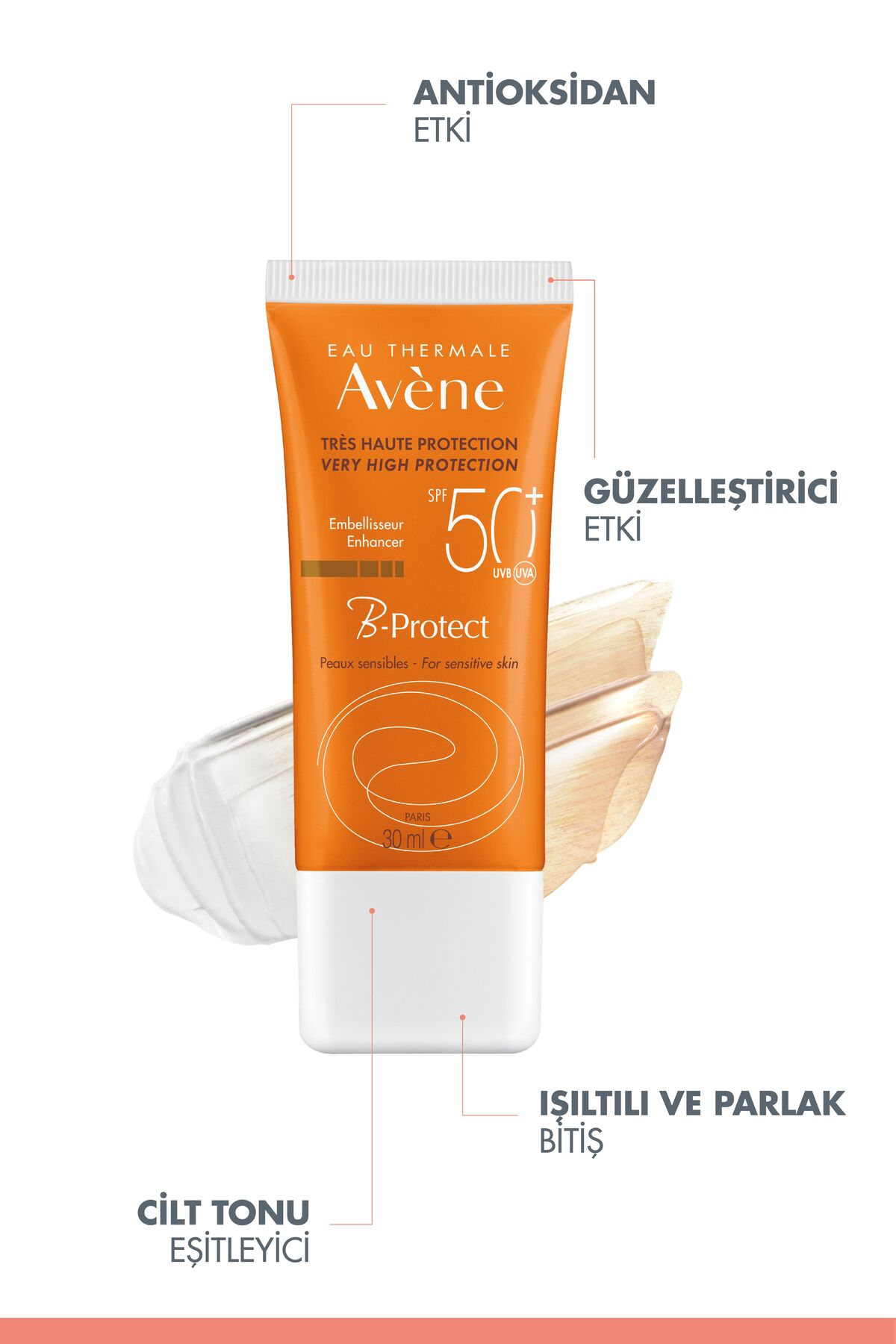 Avene B-Protect SPF 50+ Ton Eşitleyici Güneş Kremi Cilt Tonuna Uyumlu Renkli Yüz Güneş Kremi 30 ml - Görsel 3