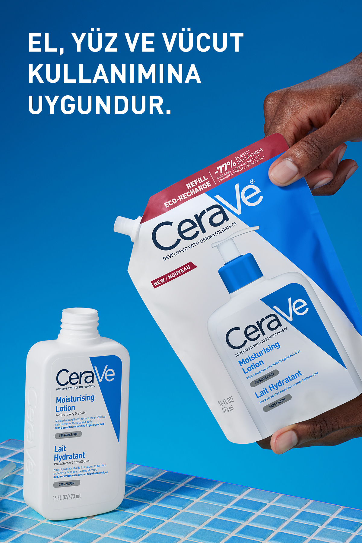 CeraVe Hyalüronik Asit & Seramid İçerikli Nemlendirici Vücut Losyonu REFILL Yeniden Dolum Paketi 473 ML - Görsel 3