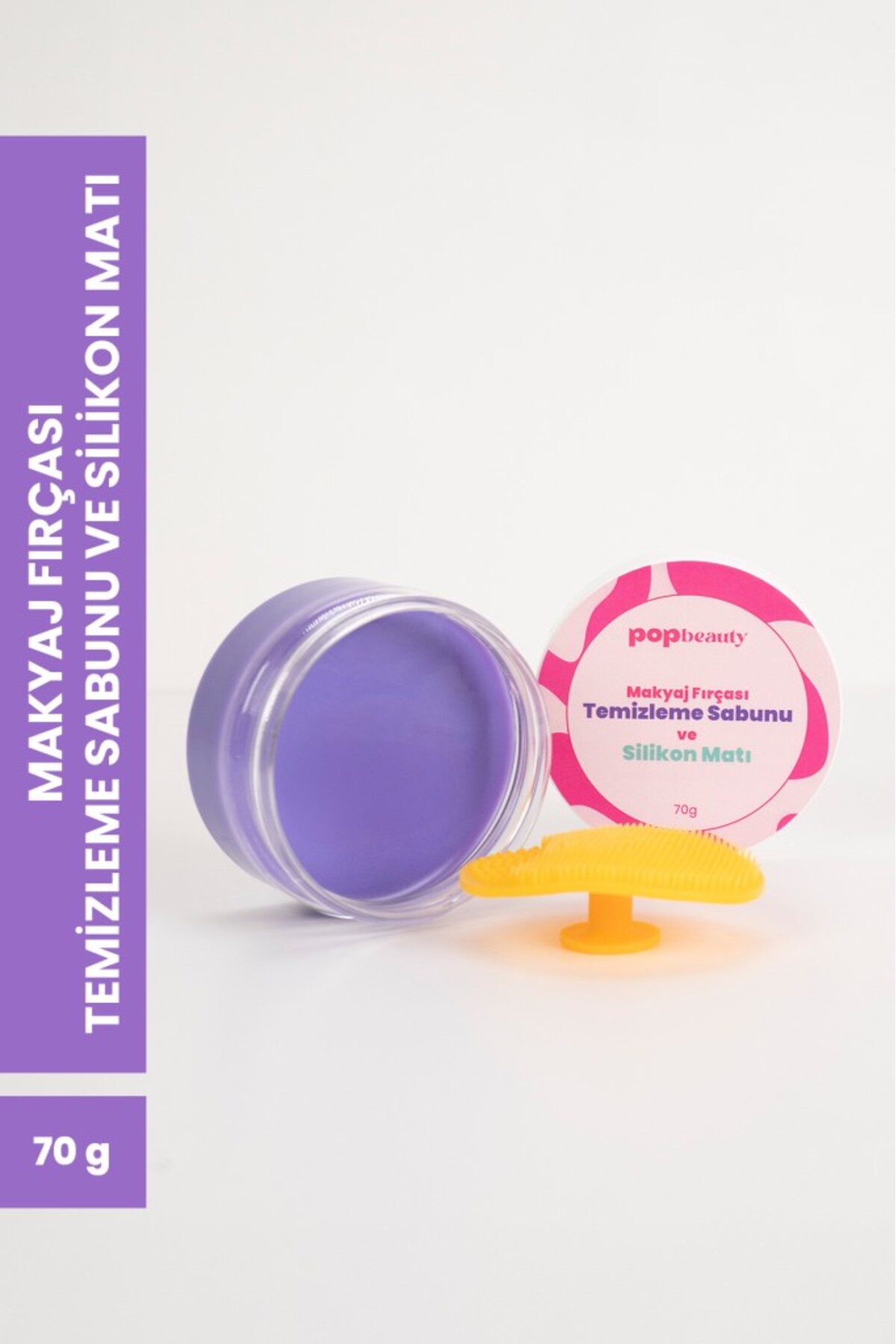 POP Beauty Makyaj Fırçasını Ve Süngerini Temizleme Sabunu Ve Silikon Matı 70gr POPBeautySabun