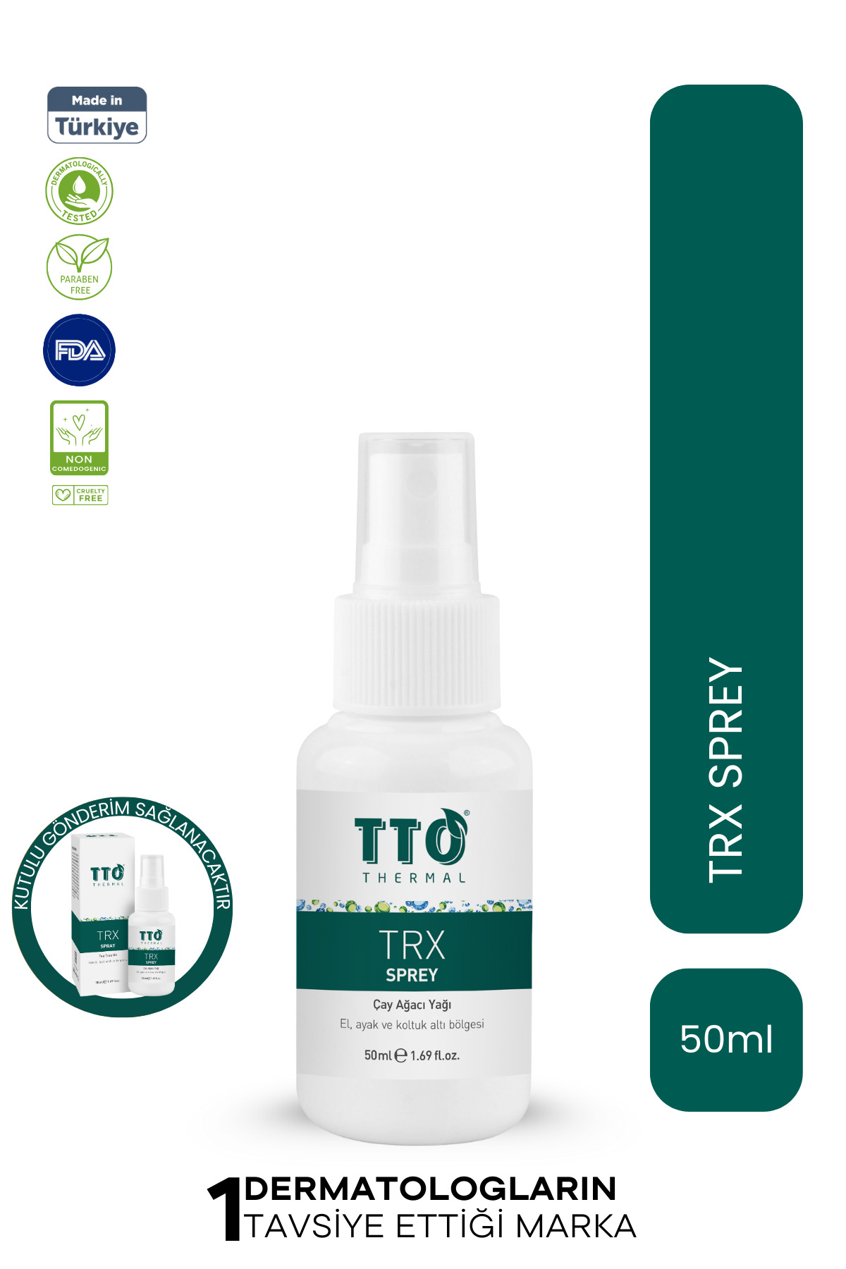 TTO Trx Sprey 50 ml Terleme Önleyici (ÇAY AĞACI YAĞI / TEA TREE OIL)