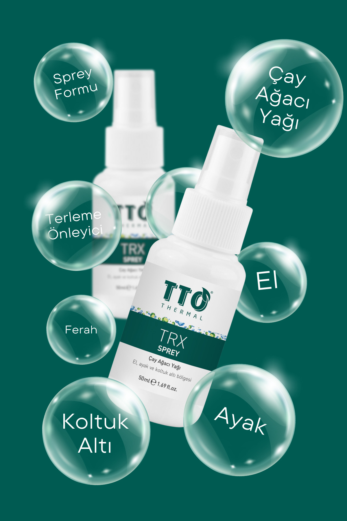 TTO Trx Sprey 50 ml Terleme Önleyici (ÇAY AĞACI YAĞI / TEA TREE OIL) - Görsel 3