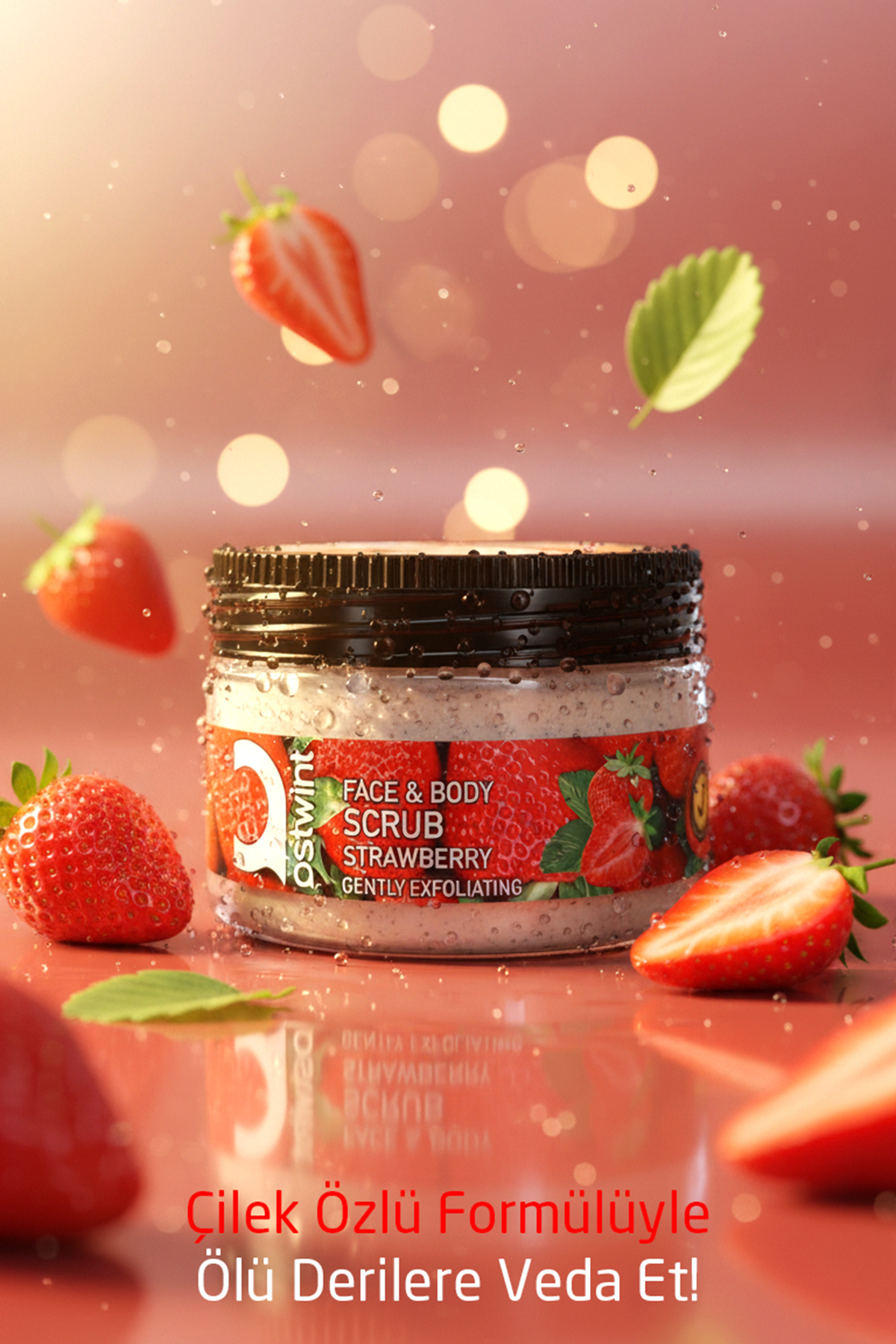 Ostwint Yüz ve Vücut Peeling Scrub Çilek 300 ml, Cilt Temizleyici, Pürüssüzleştirici, Dolaşımı Hızlandırıcı - Görsel 3