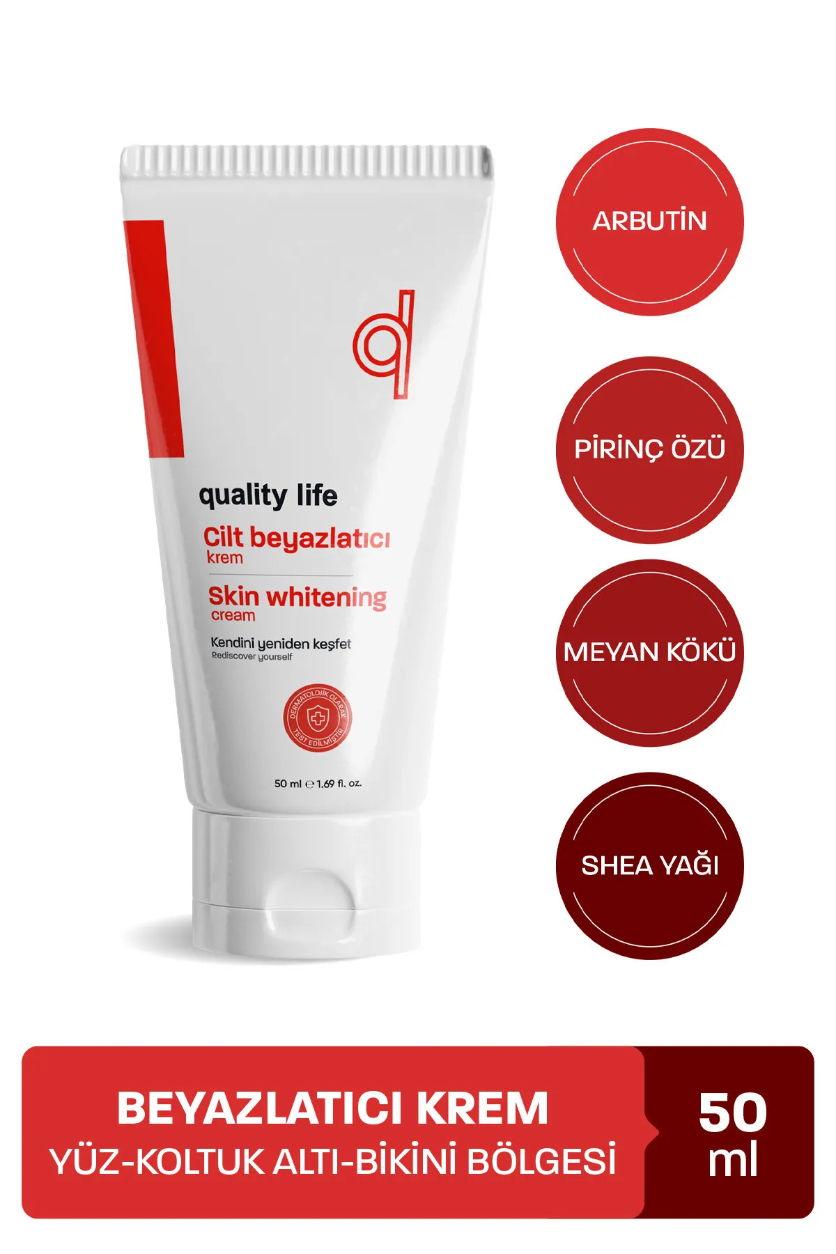 Quality Life Beyazlatıcı Krem Cilt Yüz Koltuk Altı Bikini Bölgesi Dirsek Beyazlatma Genital Özel Bölge Kararması