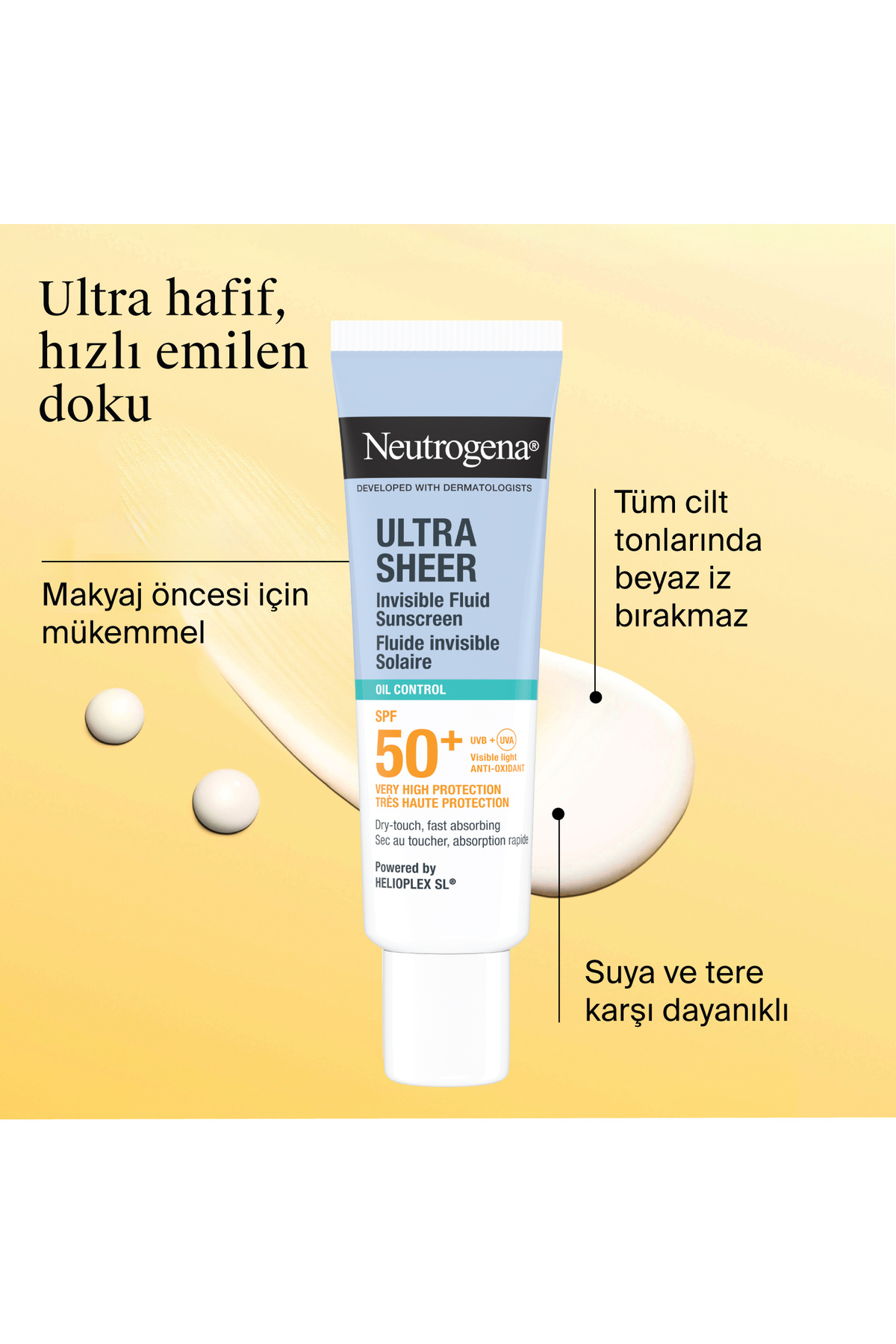 Neutrogena Ultra Sheer Oil Control Fluid SPF50+ Yüz Güneş Koruyucu, 50 ml - Görsel 3