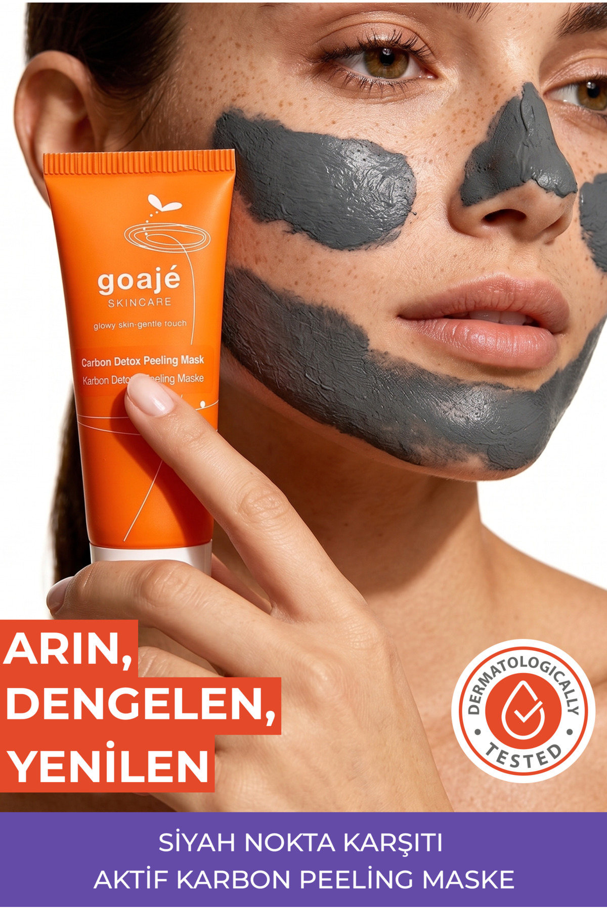 Goajé SKINCARE Siyah Nokta Karşıtı Aktif Karbon Peeling Maskesi Gözenek Arındırıcı Yağlı & Karma Ciltler İçin 75 ml