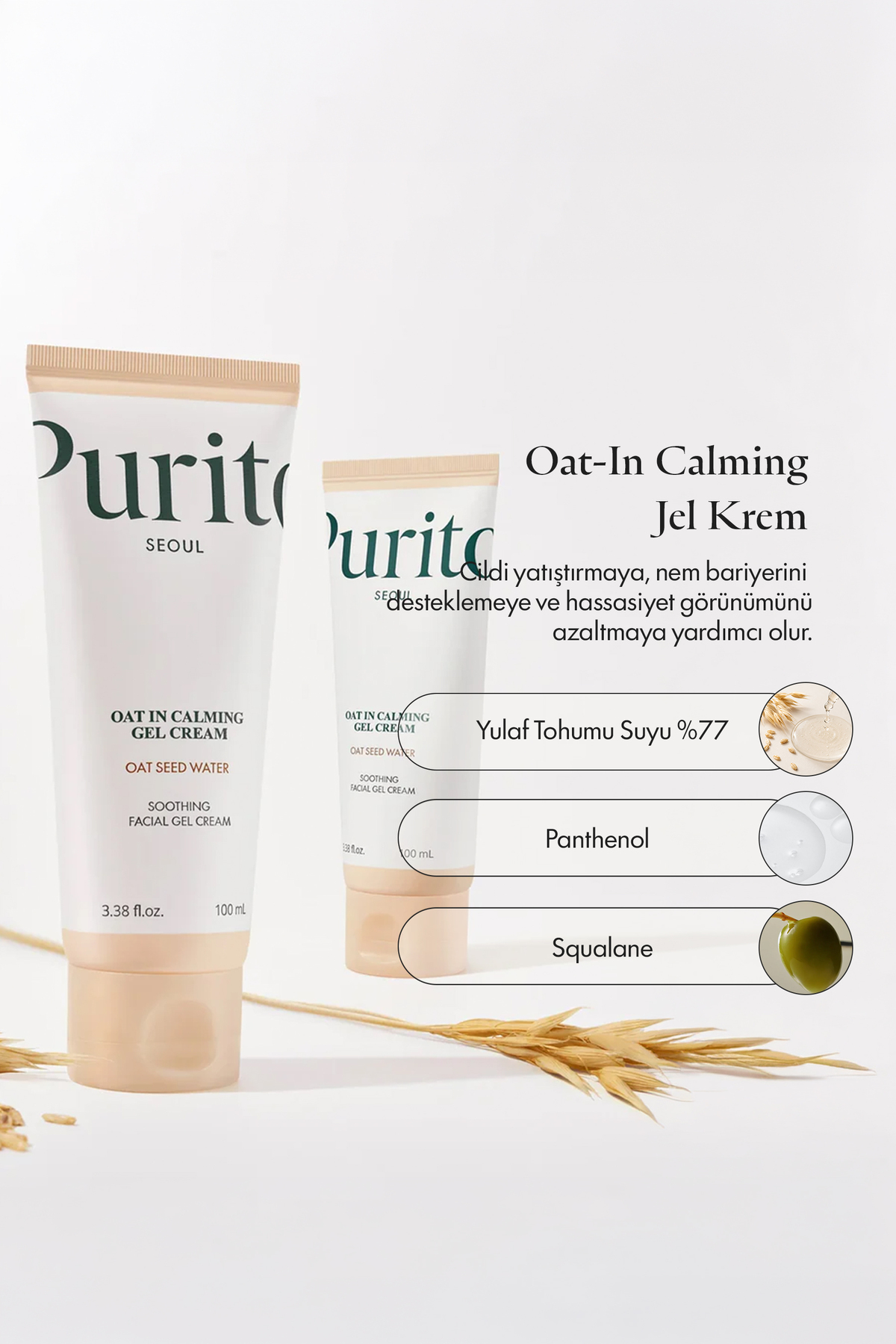 Purito Oat In Calming Gel Cream | %77 Yulaf Suyu Yatıştırıcı Nemlendirici Fungal Akne Uyumlu Jel Krem 100 ml - Görsel 3